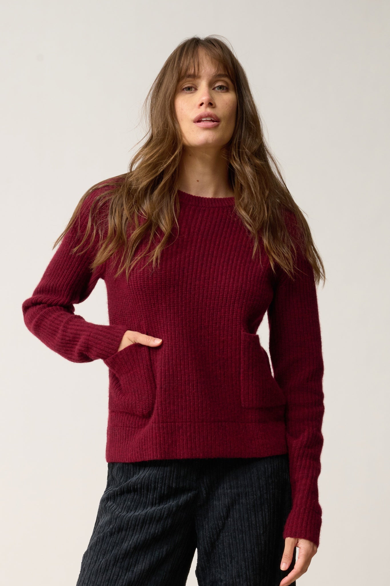 INAYA round-neck sweater cranberry chiné