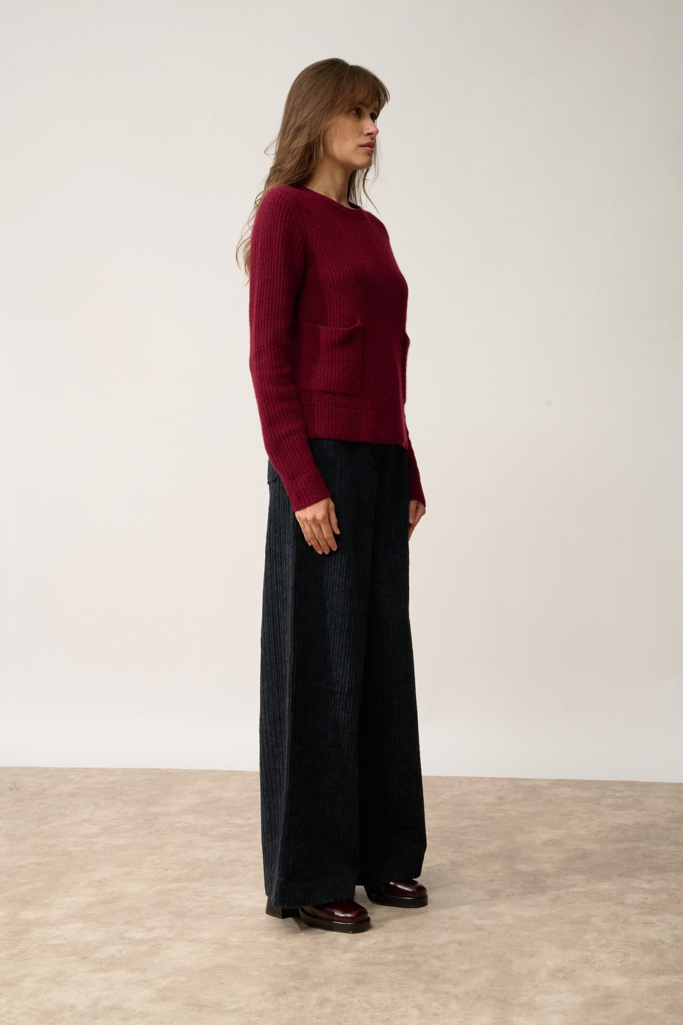INAYA round-neck sweater cranberry chiné