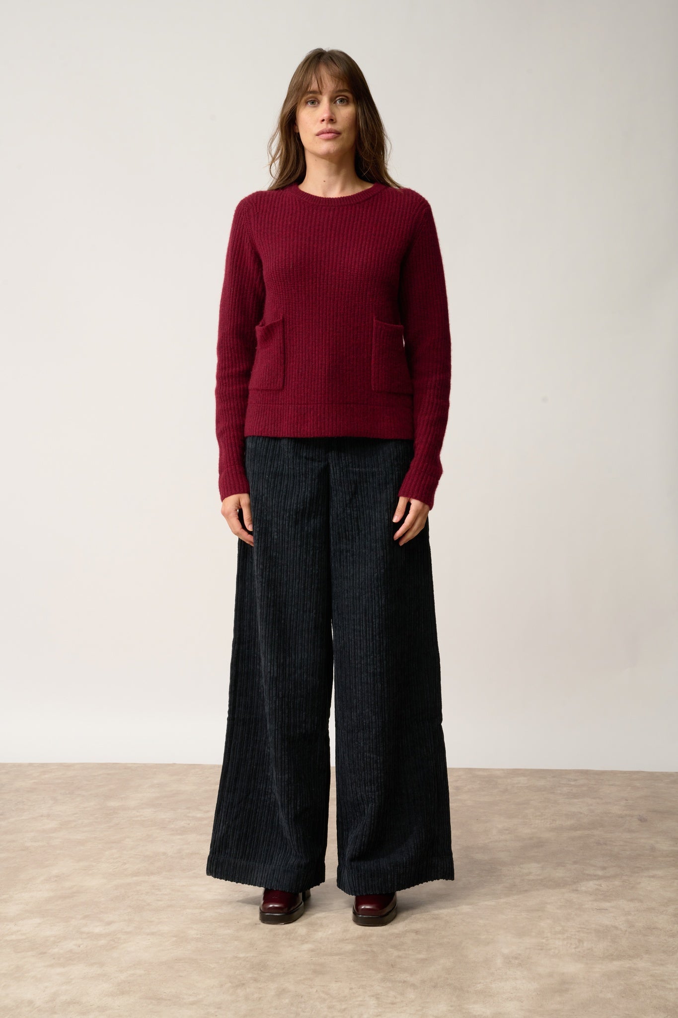 INAYA round-neck sweater cranberry chiné