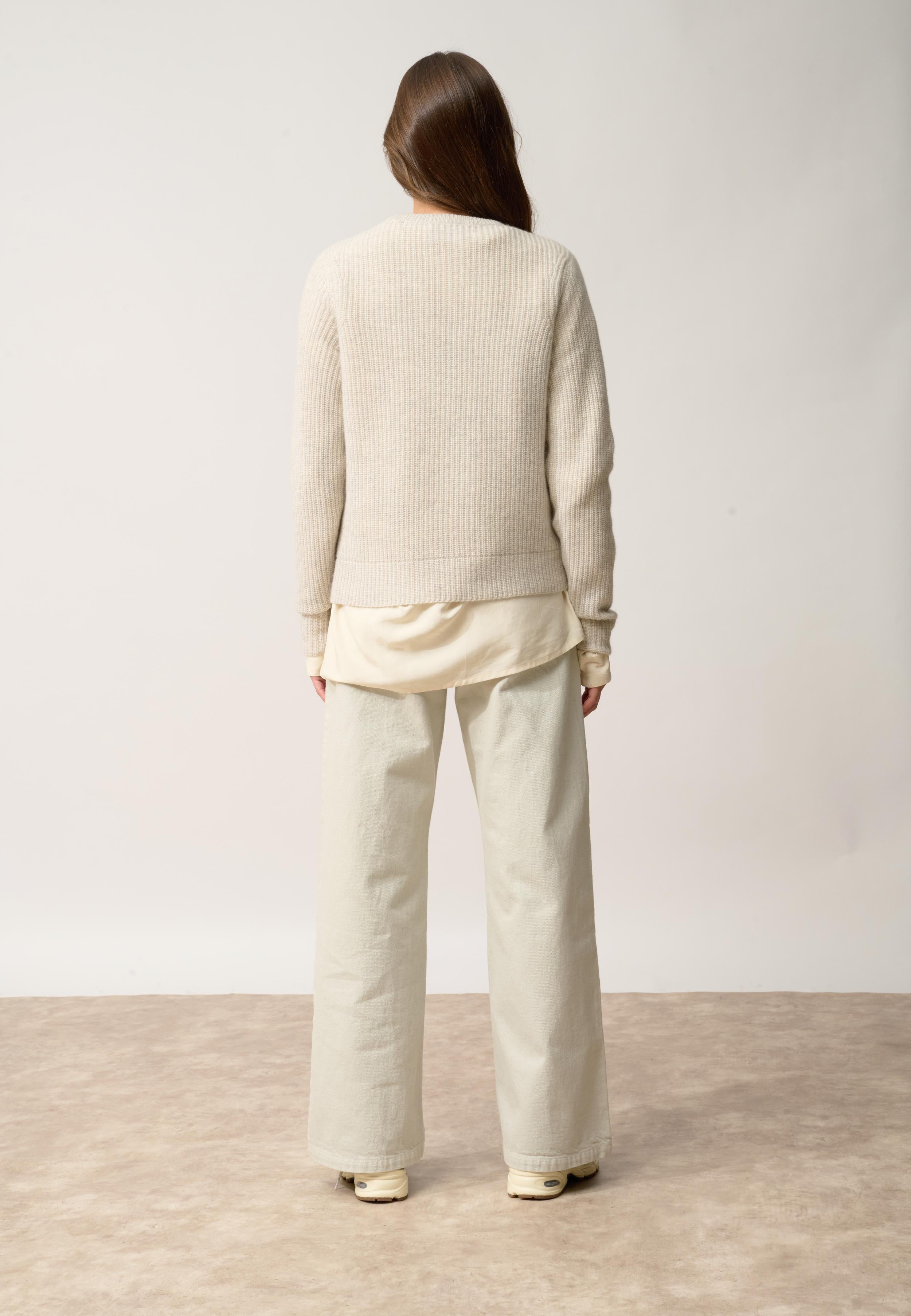 INAYA round-neck sweater pearl grey mottled