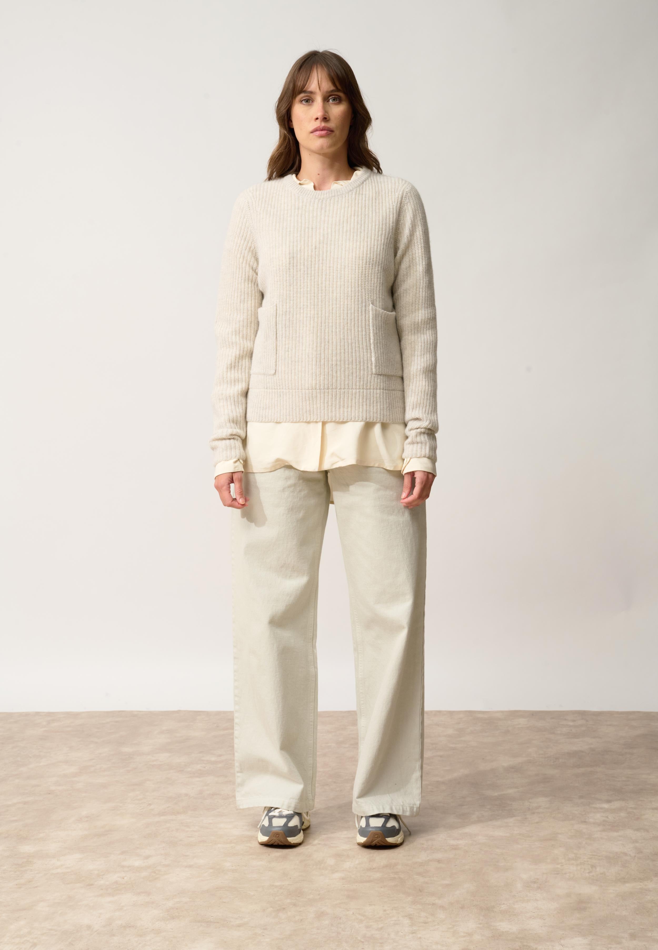 INAYA round-neck sweater pearl grey mottled
