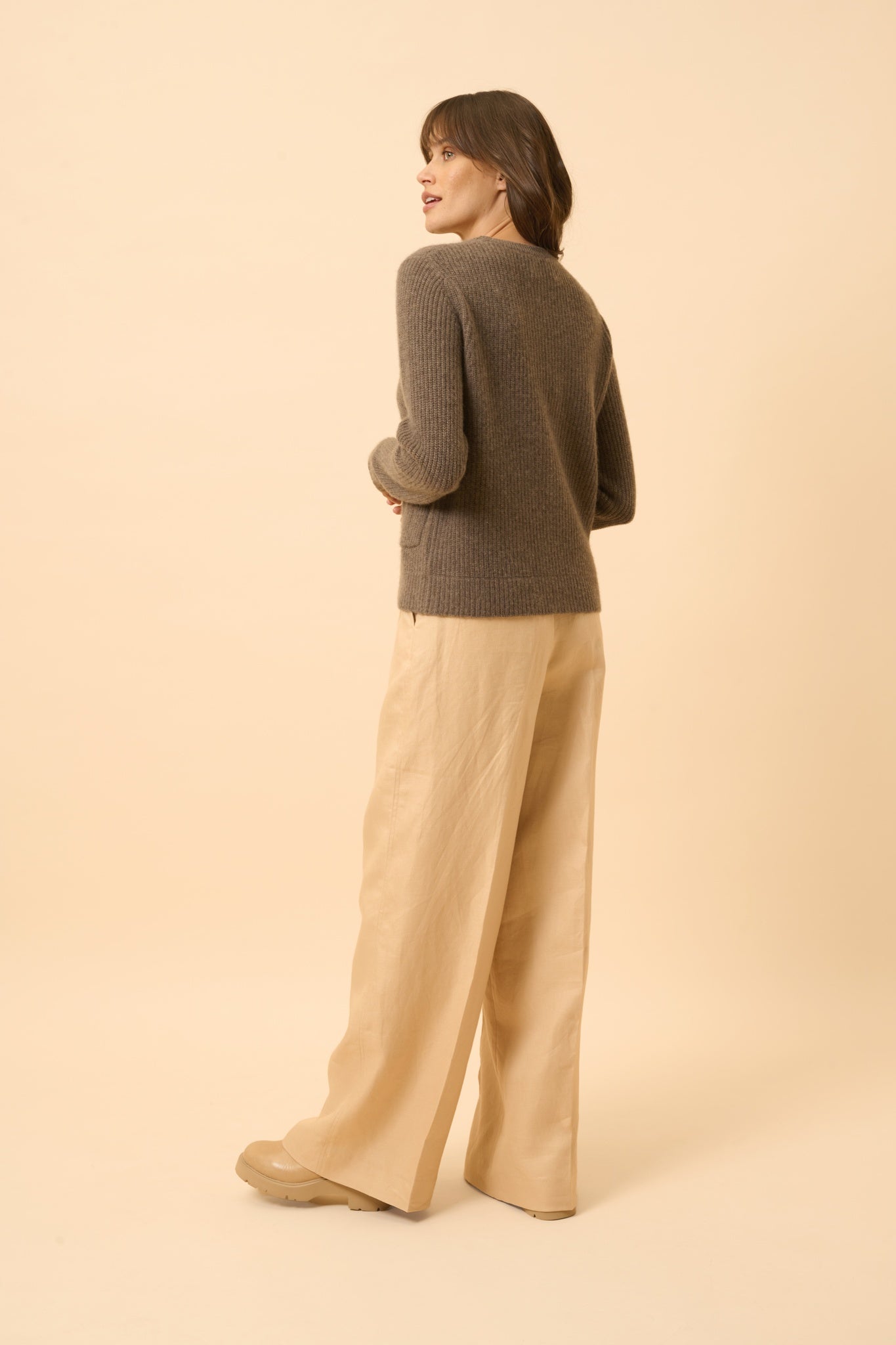 INAYA pull col rond taupe chiné