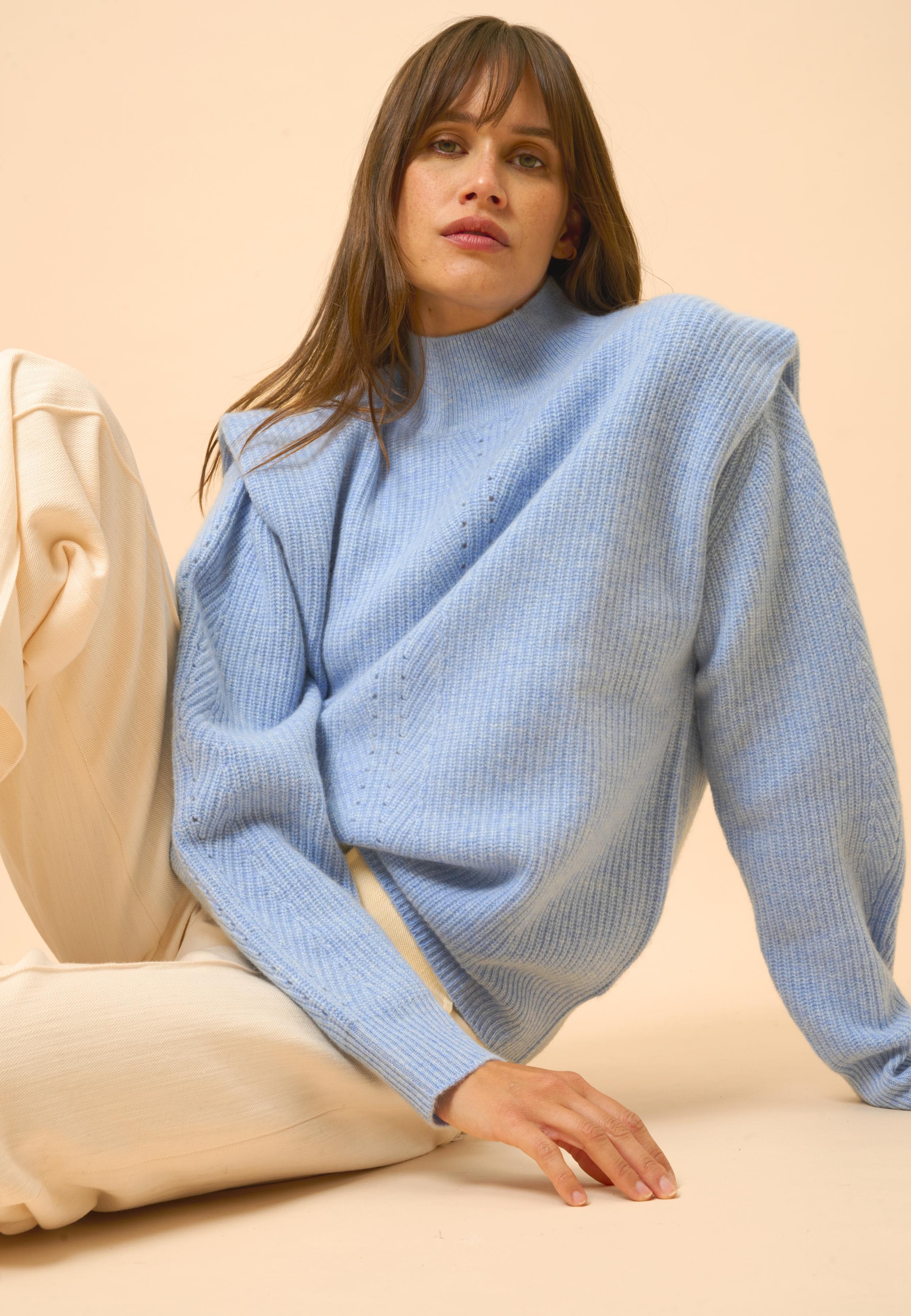 IQUITOS high neck sweater sky blue mottled