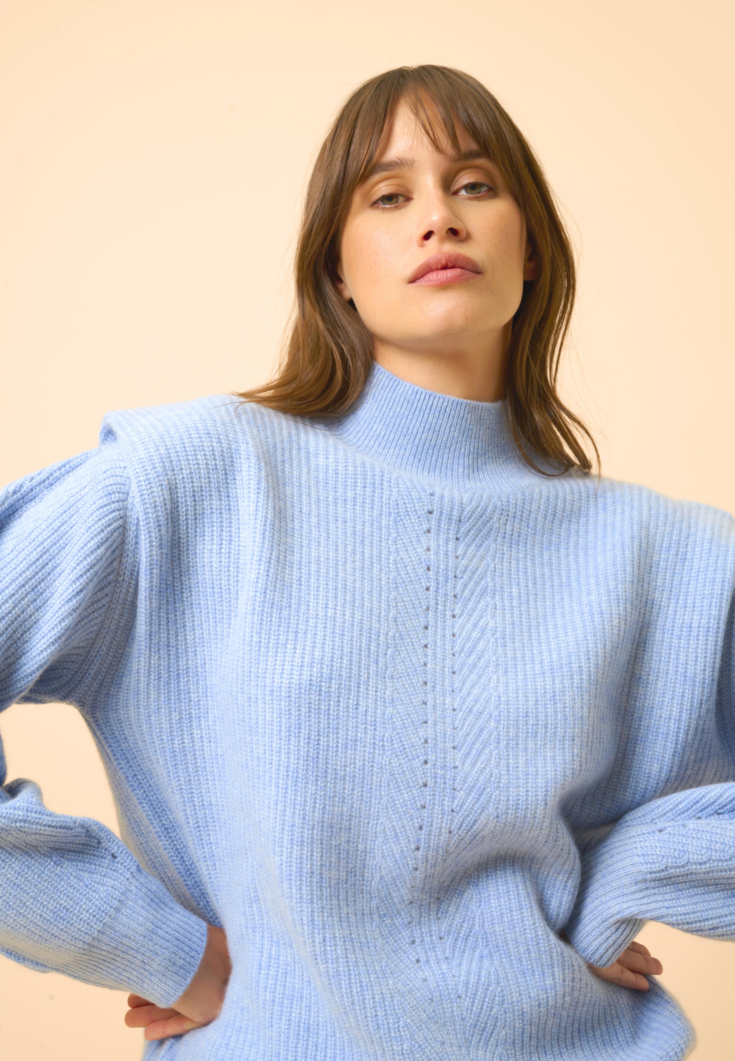 IQUITOS high neck sweater sky blue mottled