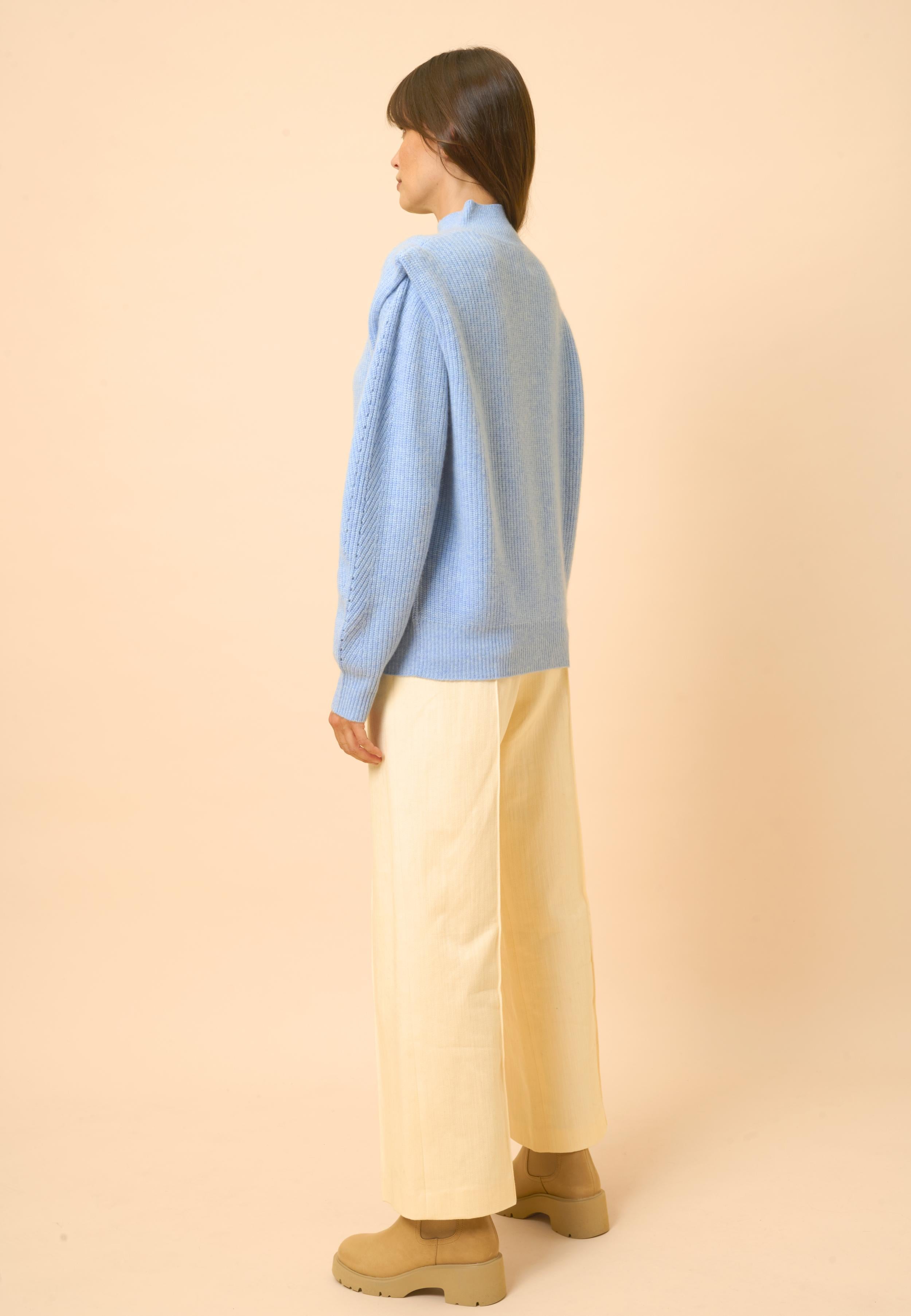 IQUITOS high neck sweater sky blue mottled