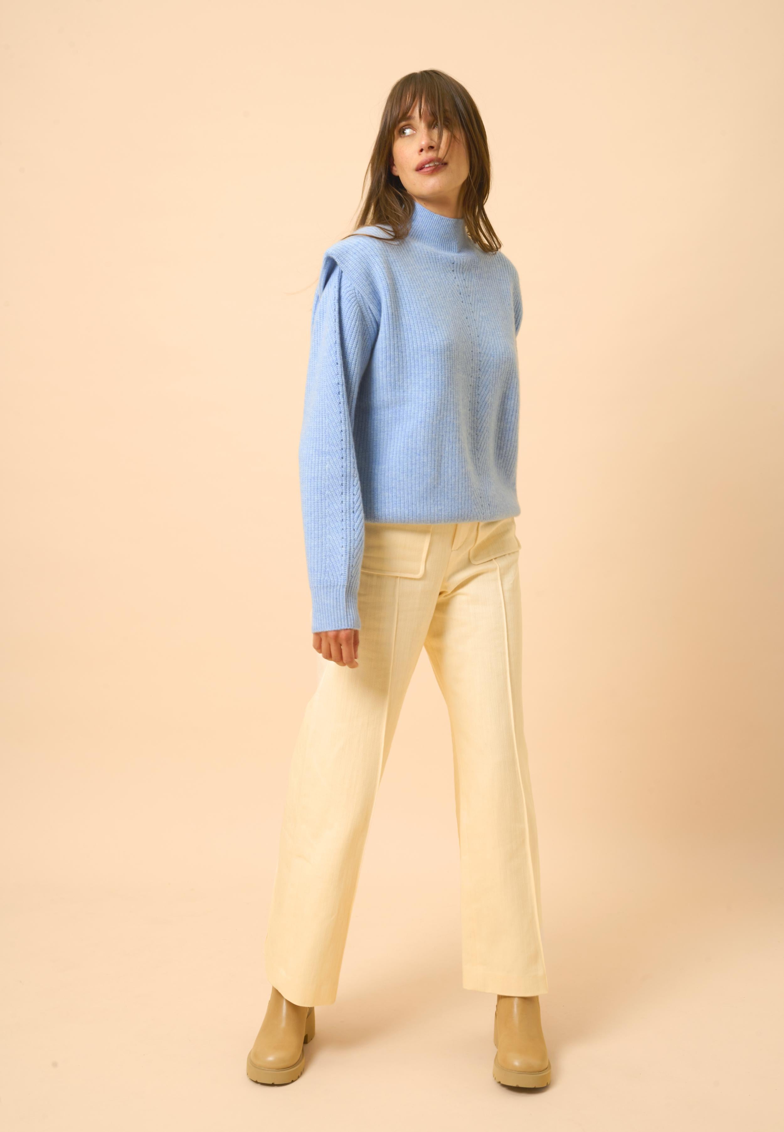 IQUITOS high neck sweater sky blue mottled
