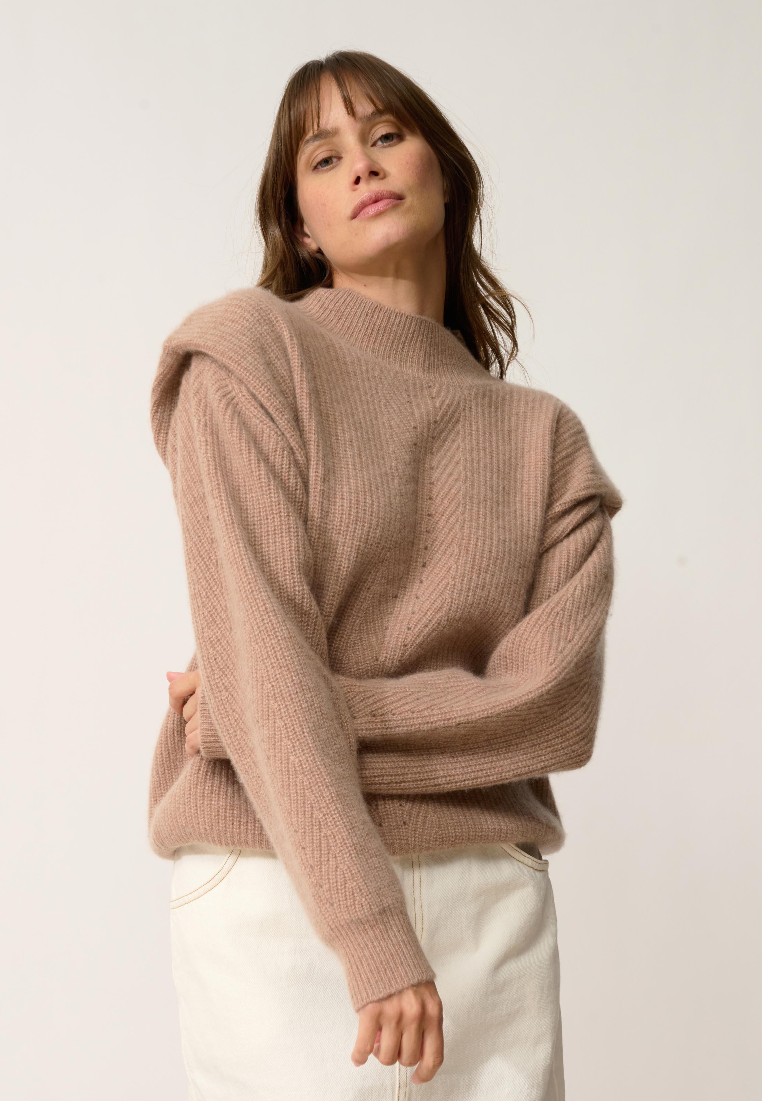 IQUITOS high neck sweater camel mottled