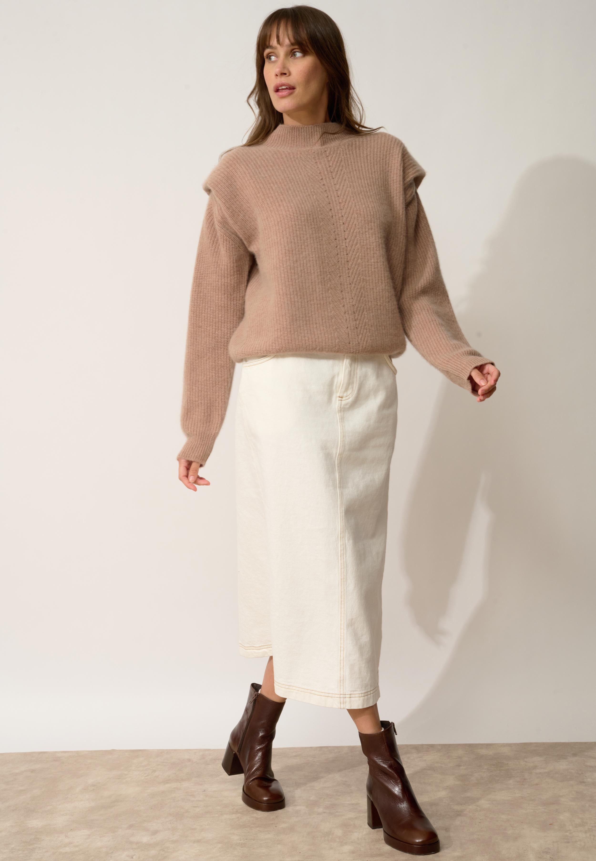 IQUITOS high neck sweater camel mottled