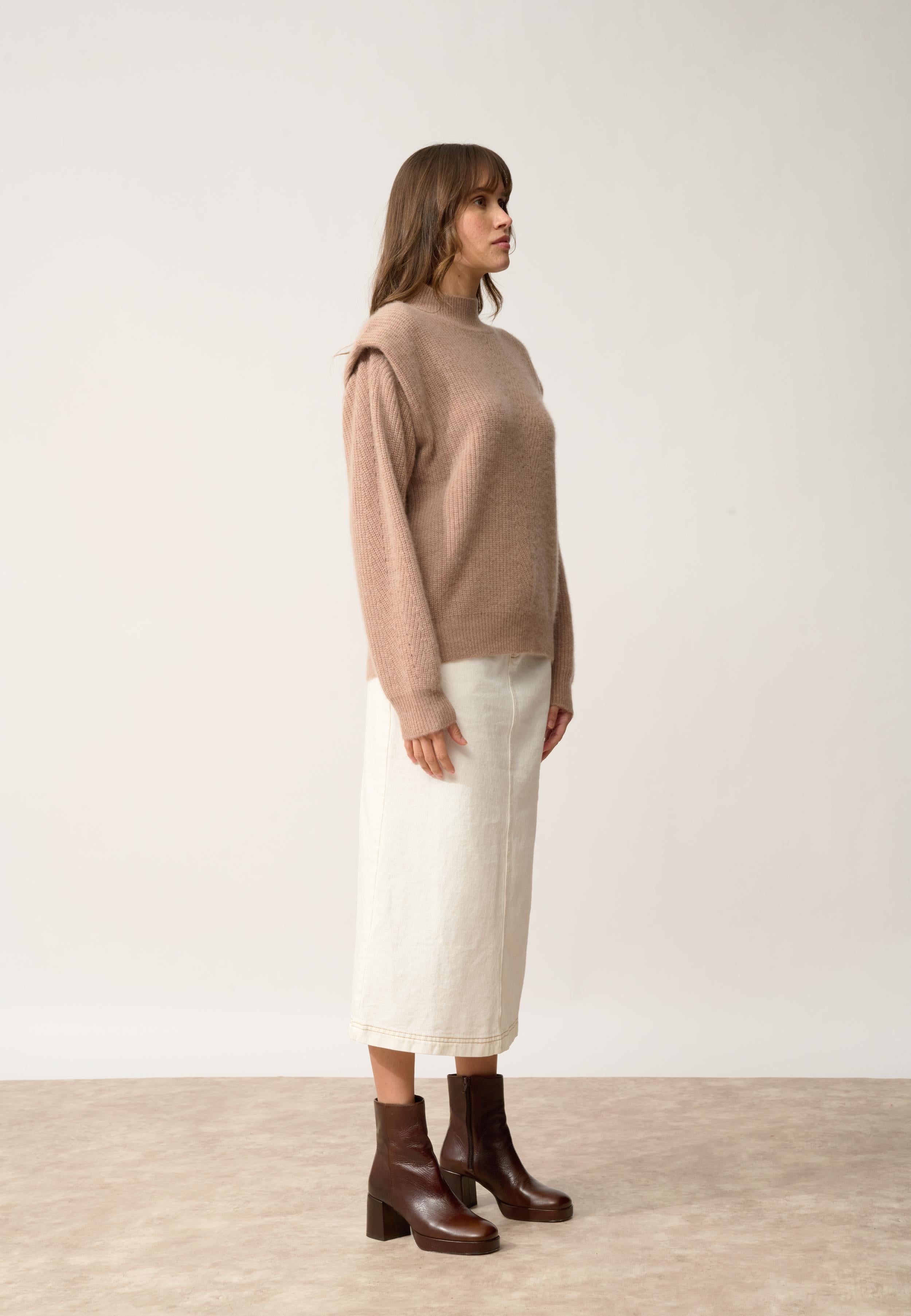 IQUITOS high neck sweater camel mottled
