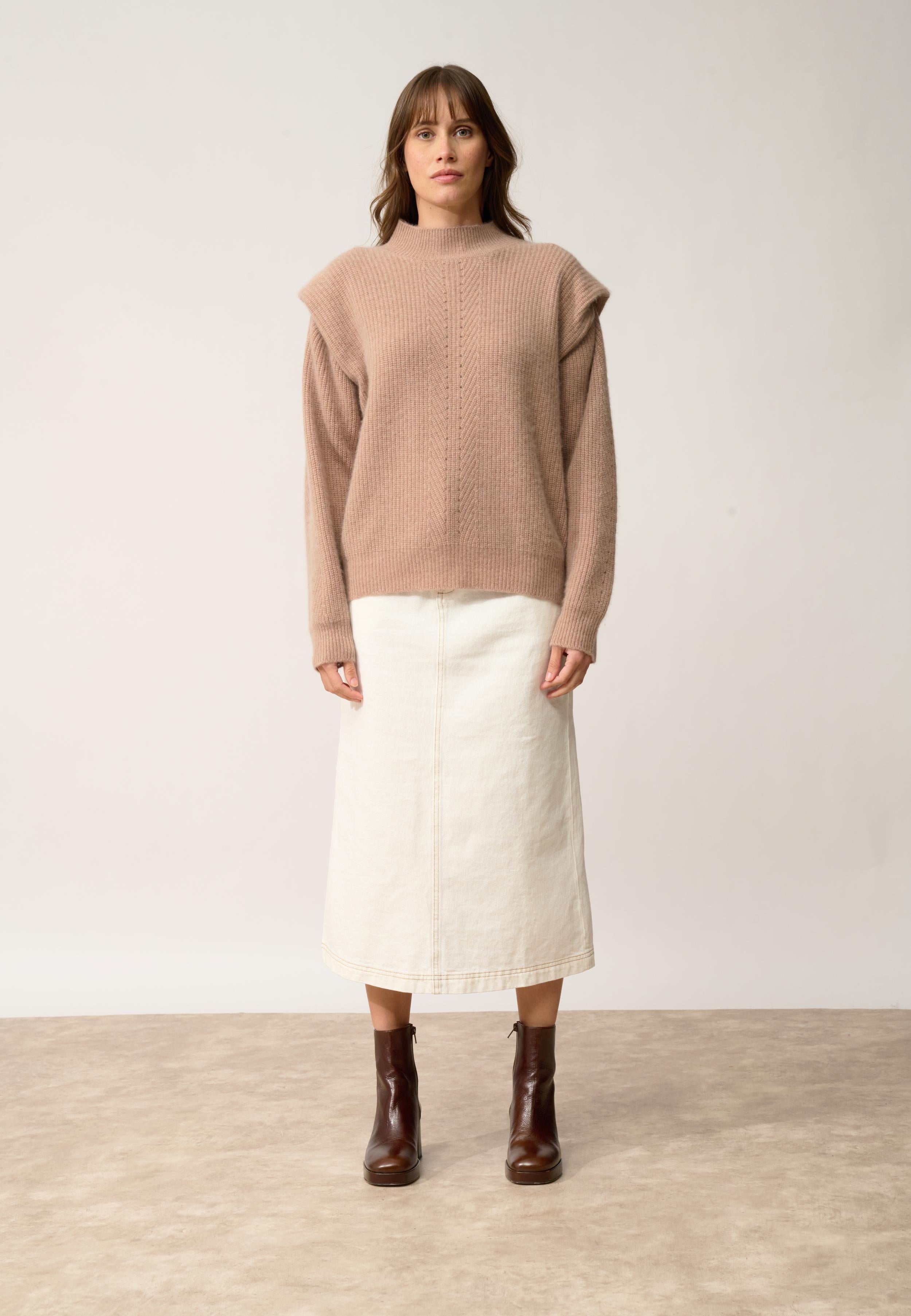 IQUITOS high neck sweater camel mottled