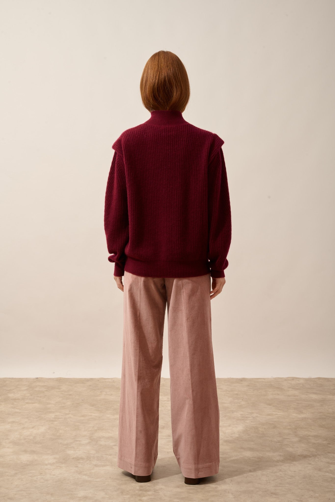 iquitos pull col montant plis épaules 4 fils bordeaux