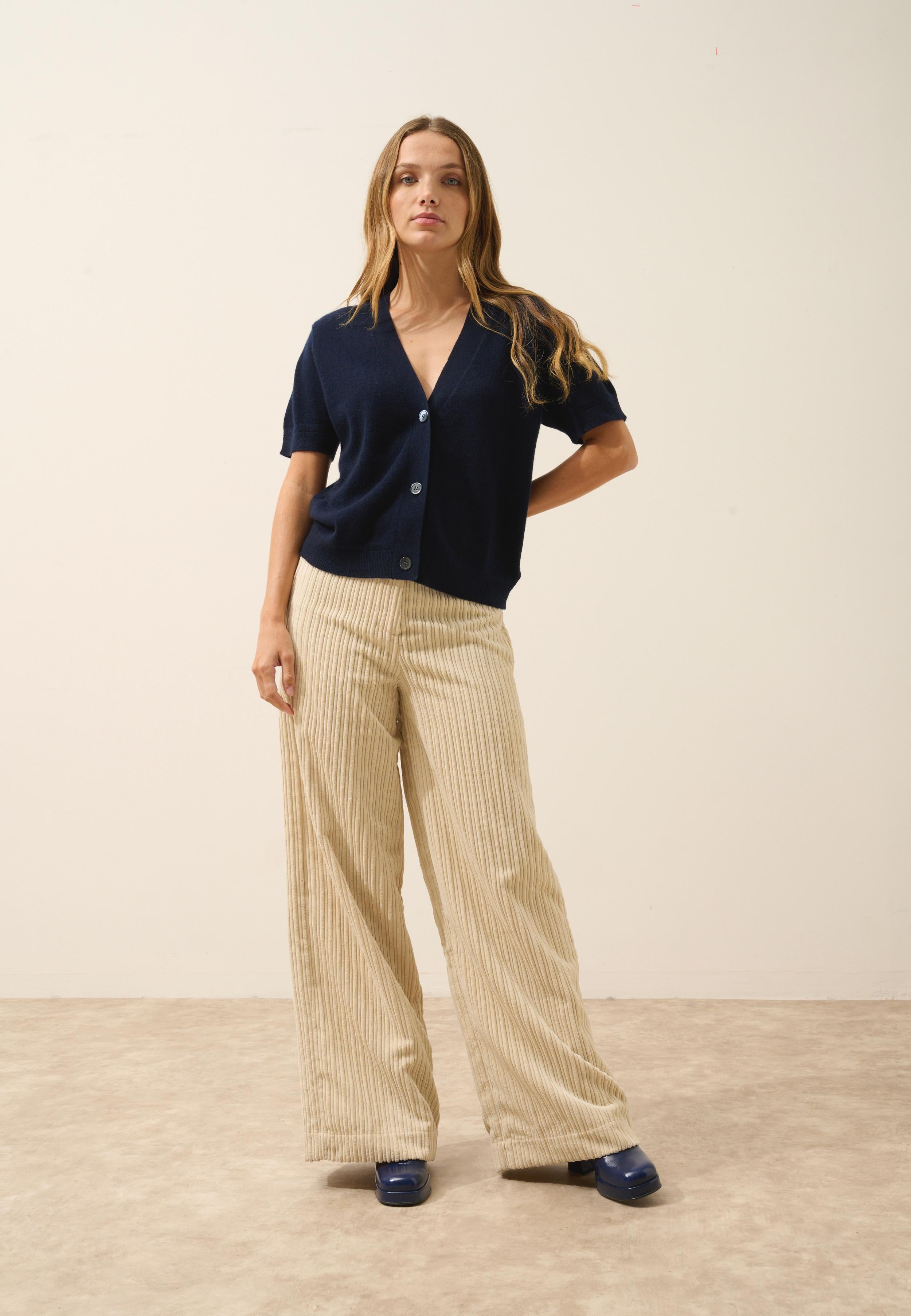 IRIS cardigan col v navy