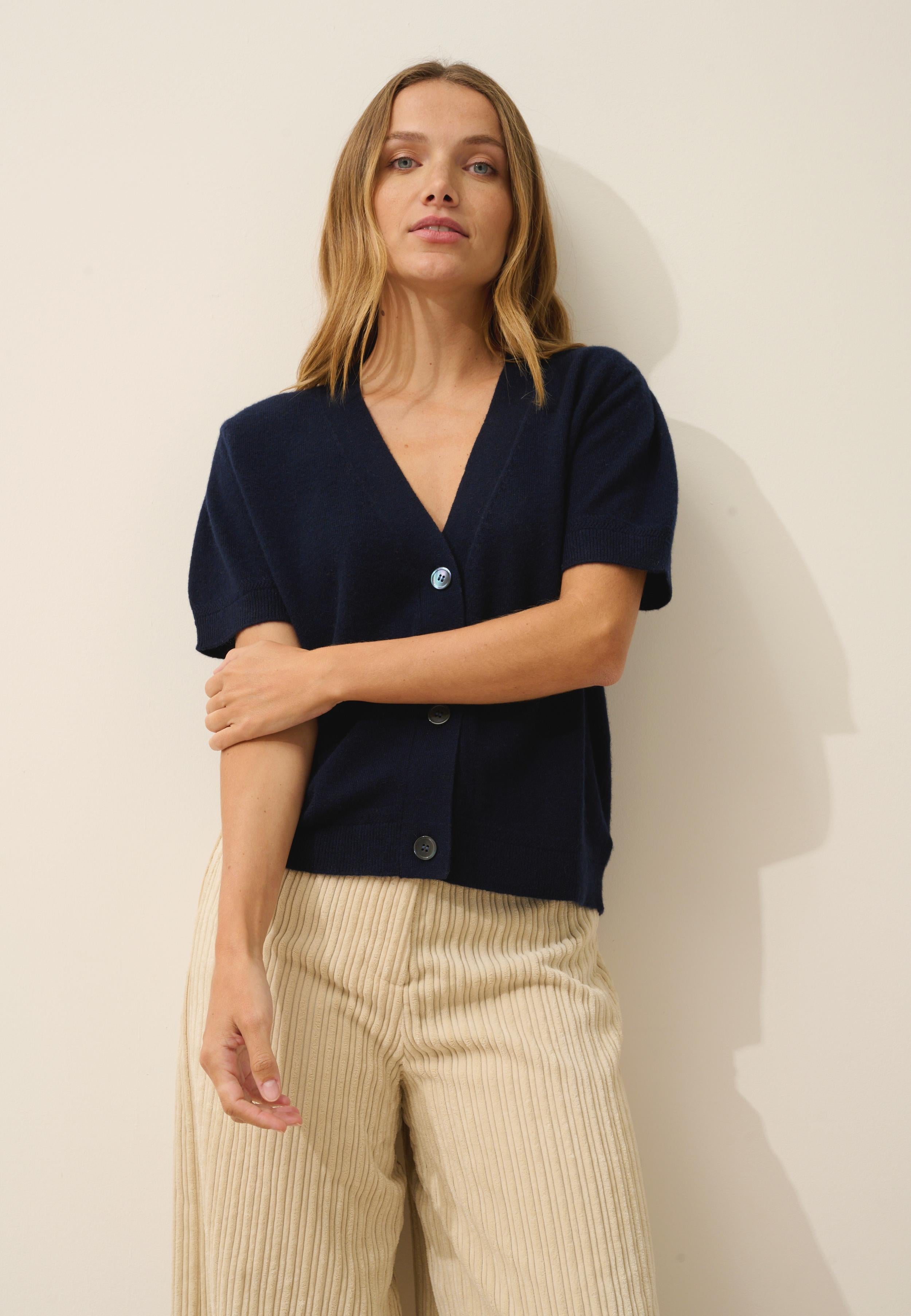 IRIS cardigan col v navy