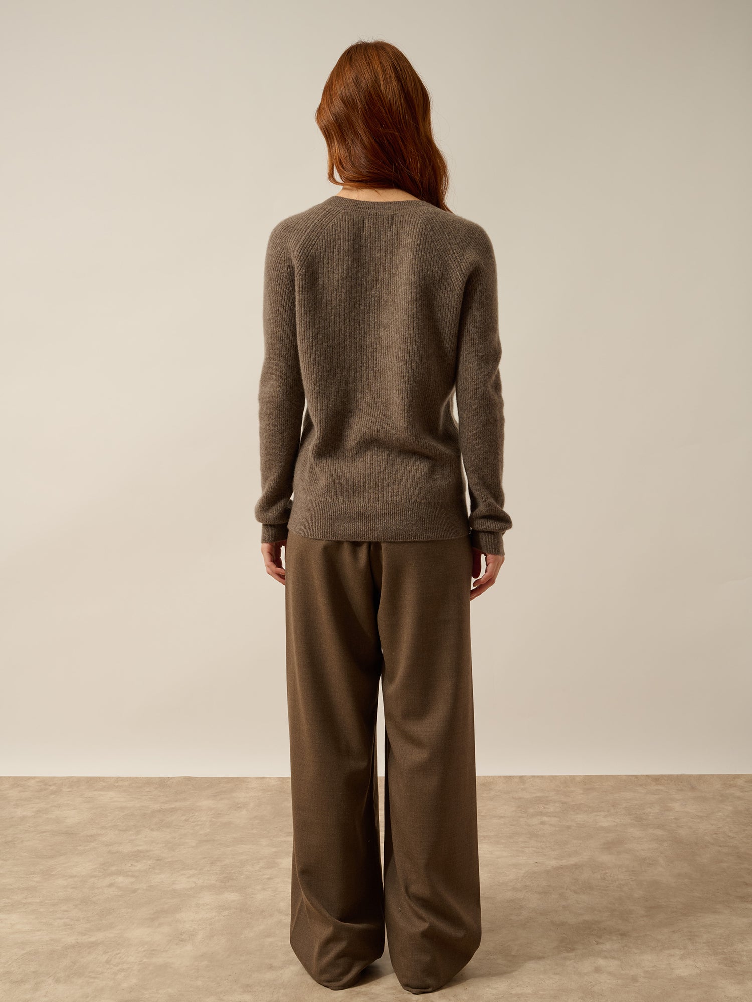 ISALUNE pull col v taupe chiné