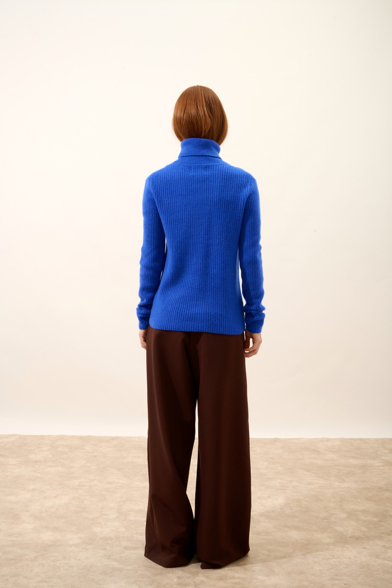 isolde pull col roulé 4 fils bleu persan 100% cachemire