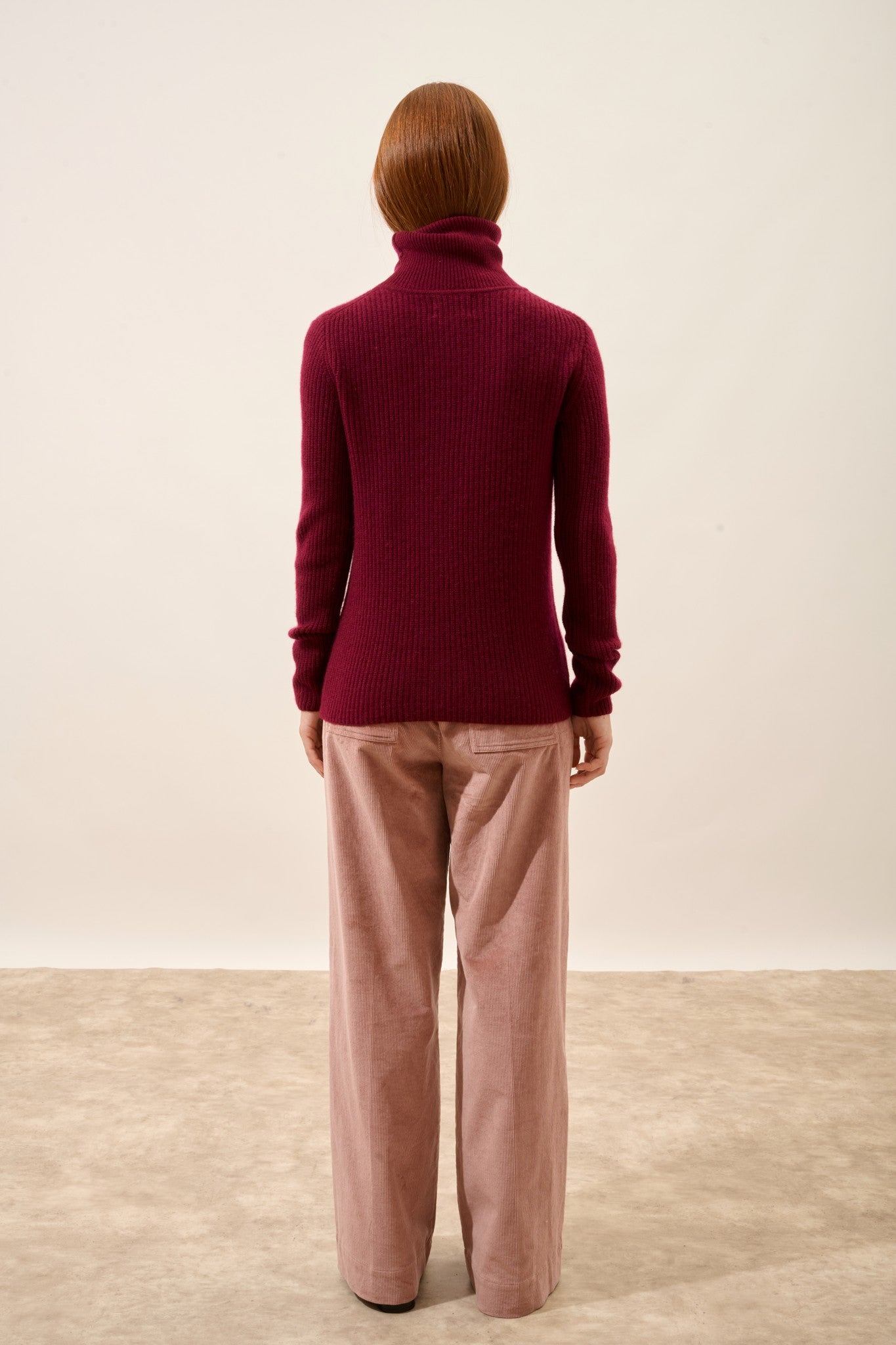 isolde pull col roulé 4 fils bordeaux 100% cachemire