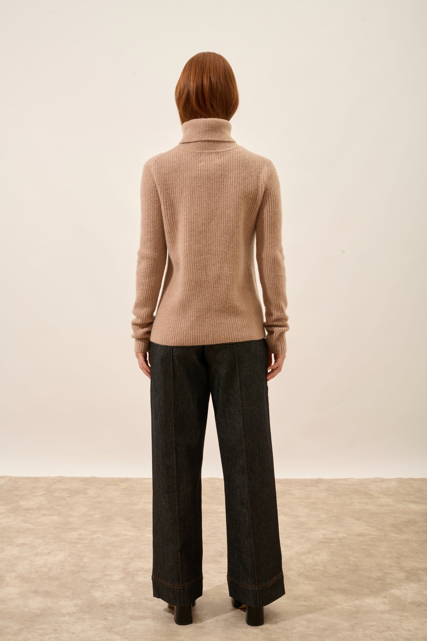 ISOLDE pull col roulé 4 fils camel chiné