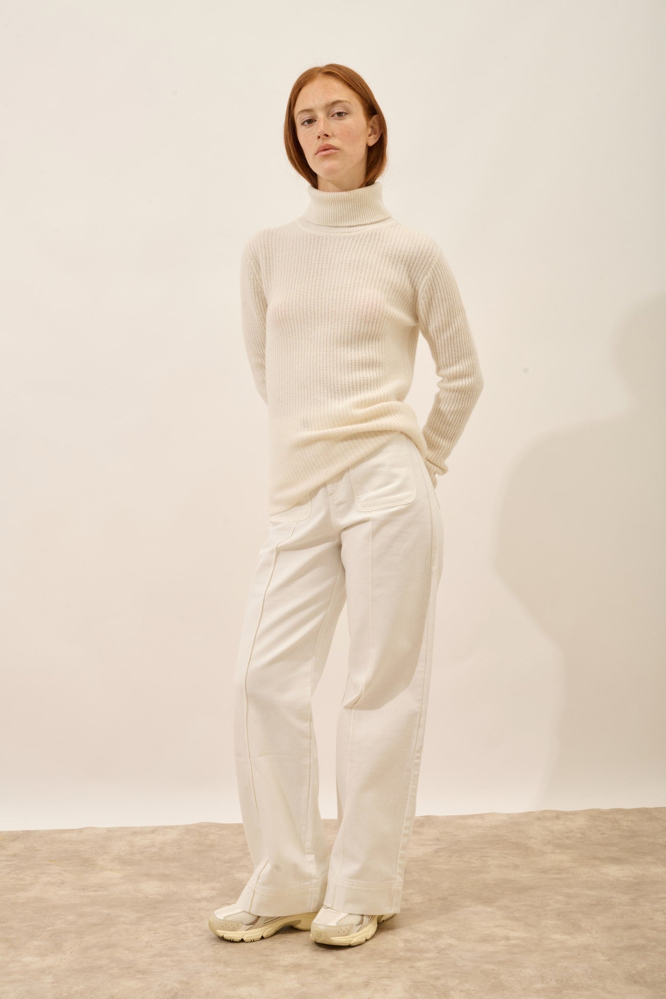 isolde pull col roulé 4 fils ivoire 100% cachemire