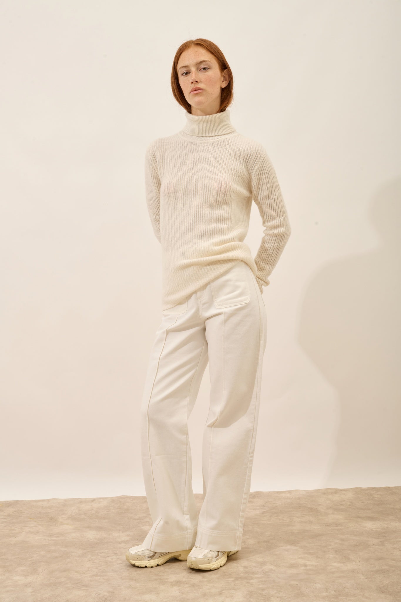 ISOLDE pull col roulé 4 fils ivoire