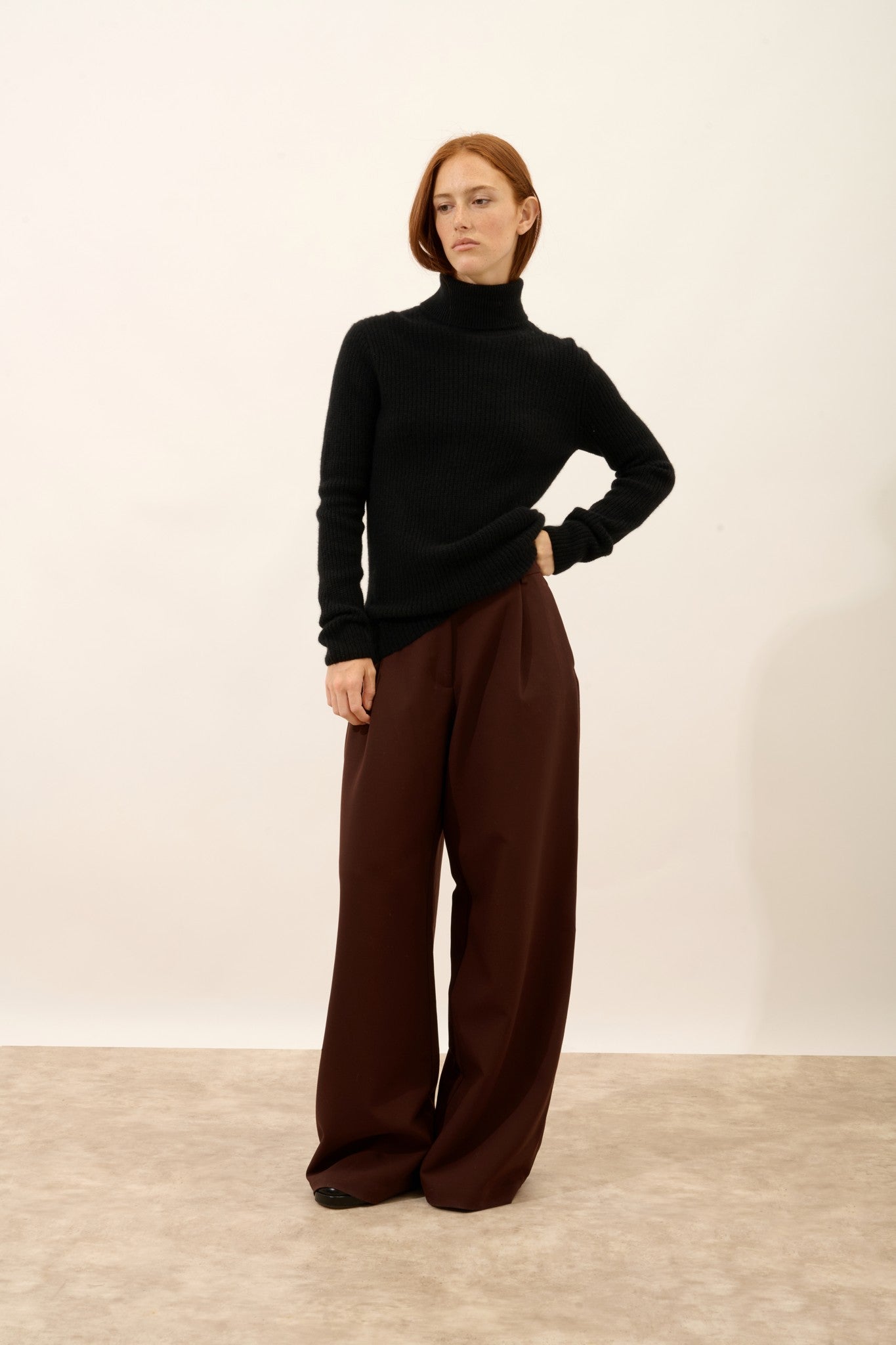 isolde pull col roulé 4 fils noir 100% cachemire