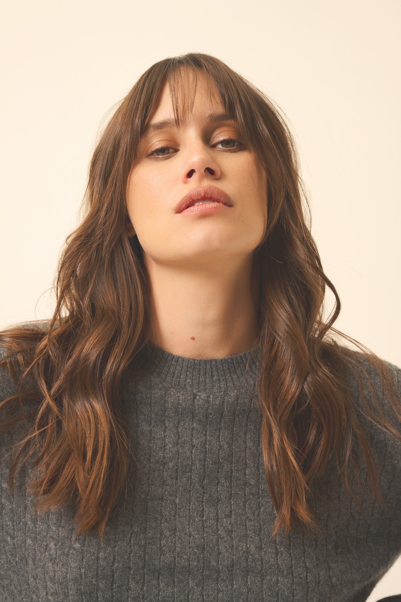 JADE pull col rond anthracite chiné