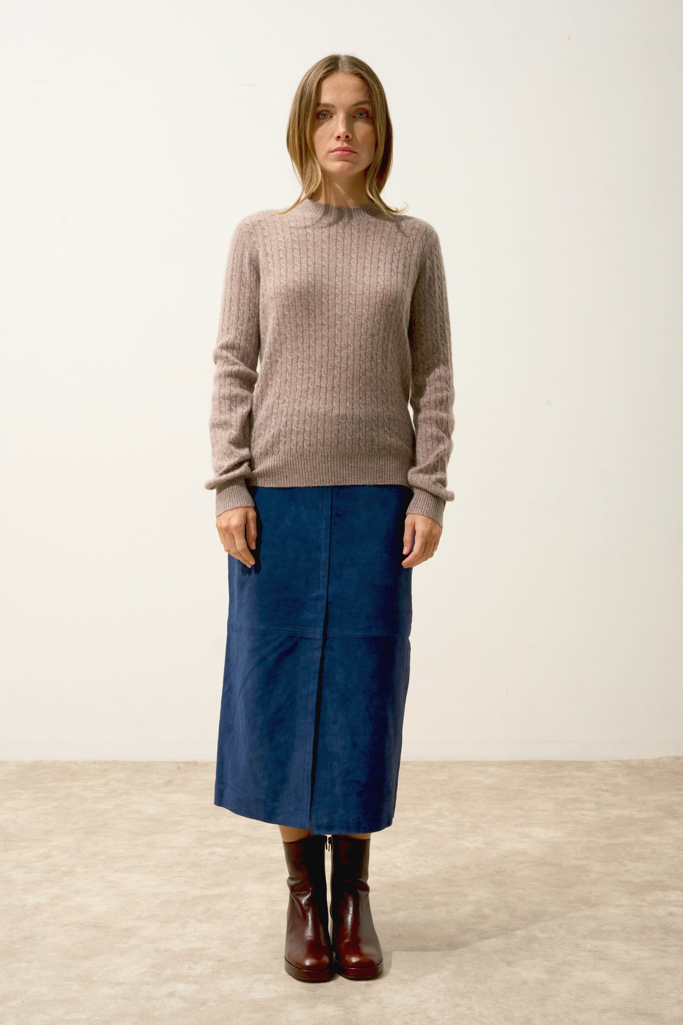 JADE pull col rond caribou chiné