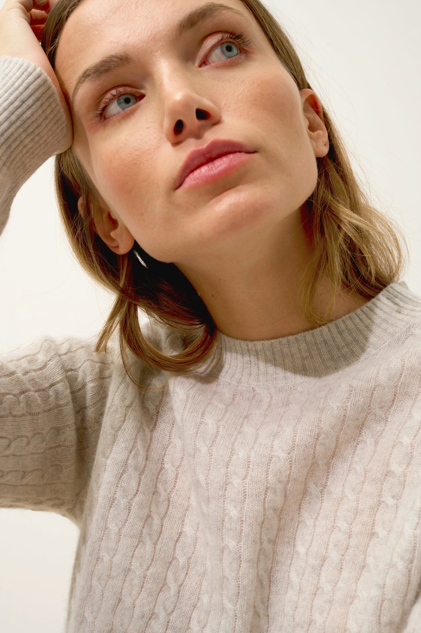 JADE pull col rond gris perle chiné