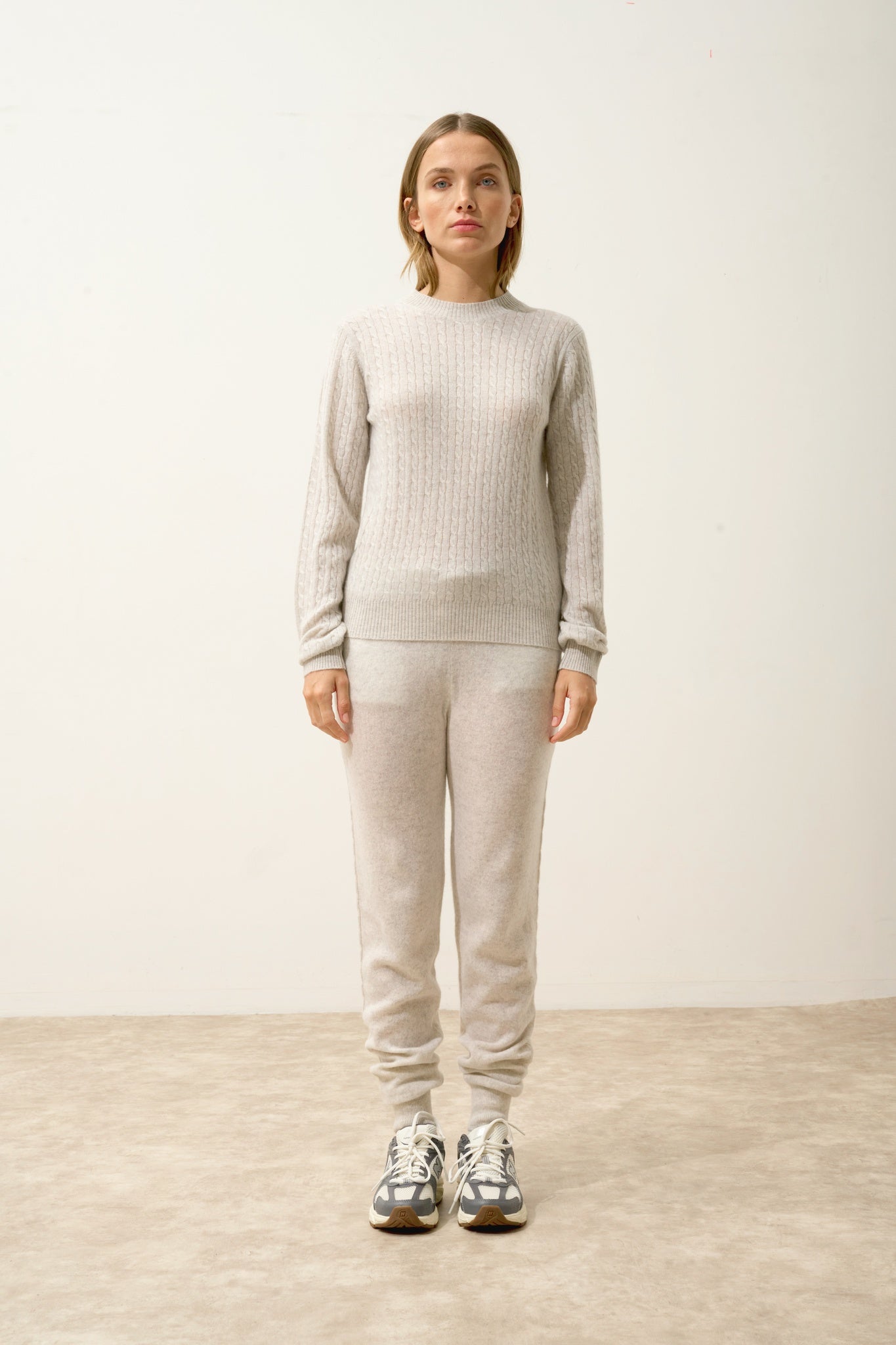 JADE pull col rond gris perle chiné