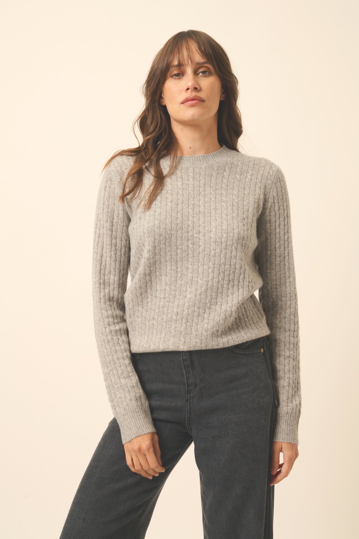 JADE pull col rond nuage chiné