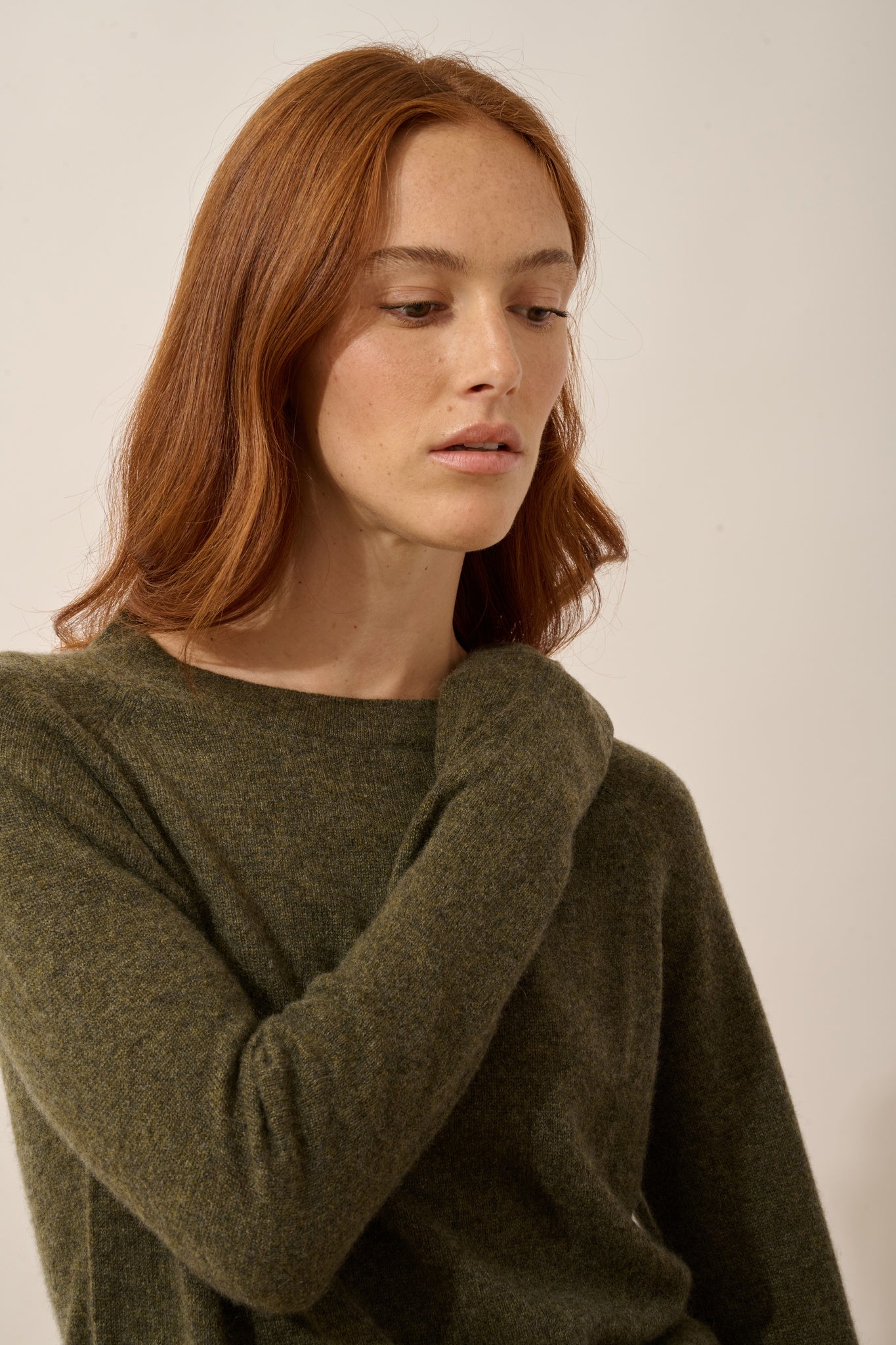 JANE pull col rond army chiné