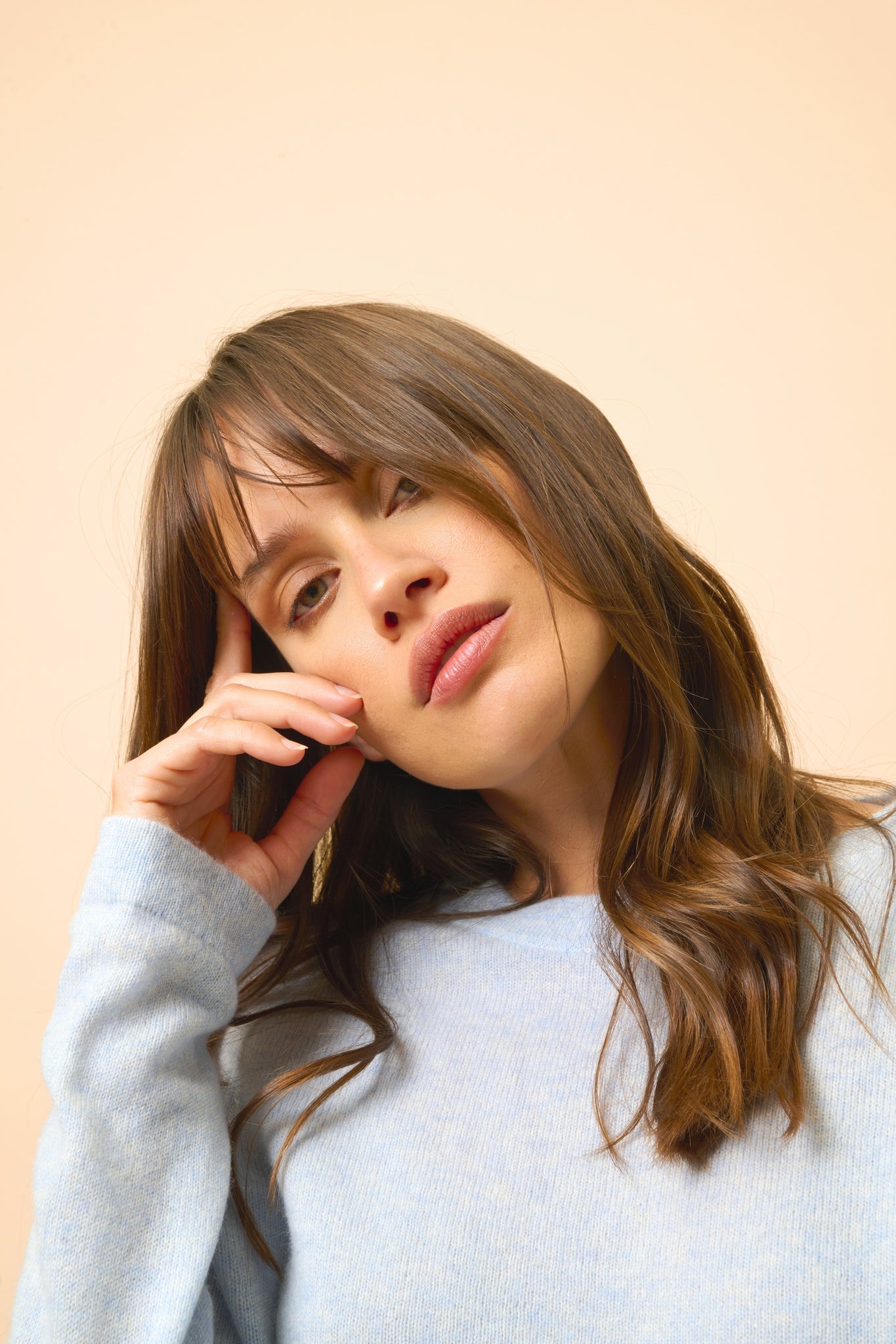 JANE pull col rond bleu clair chiné