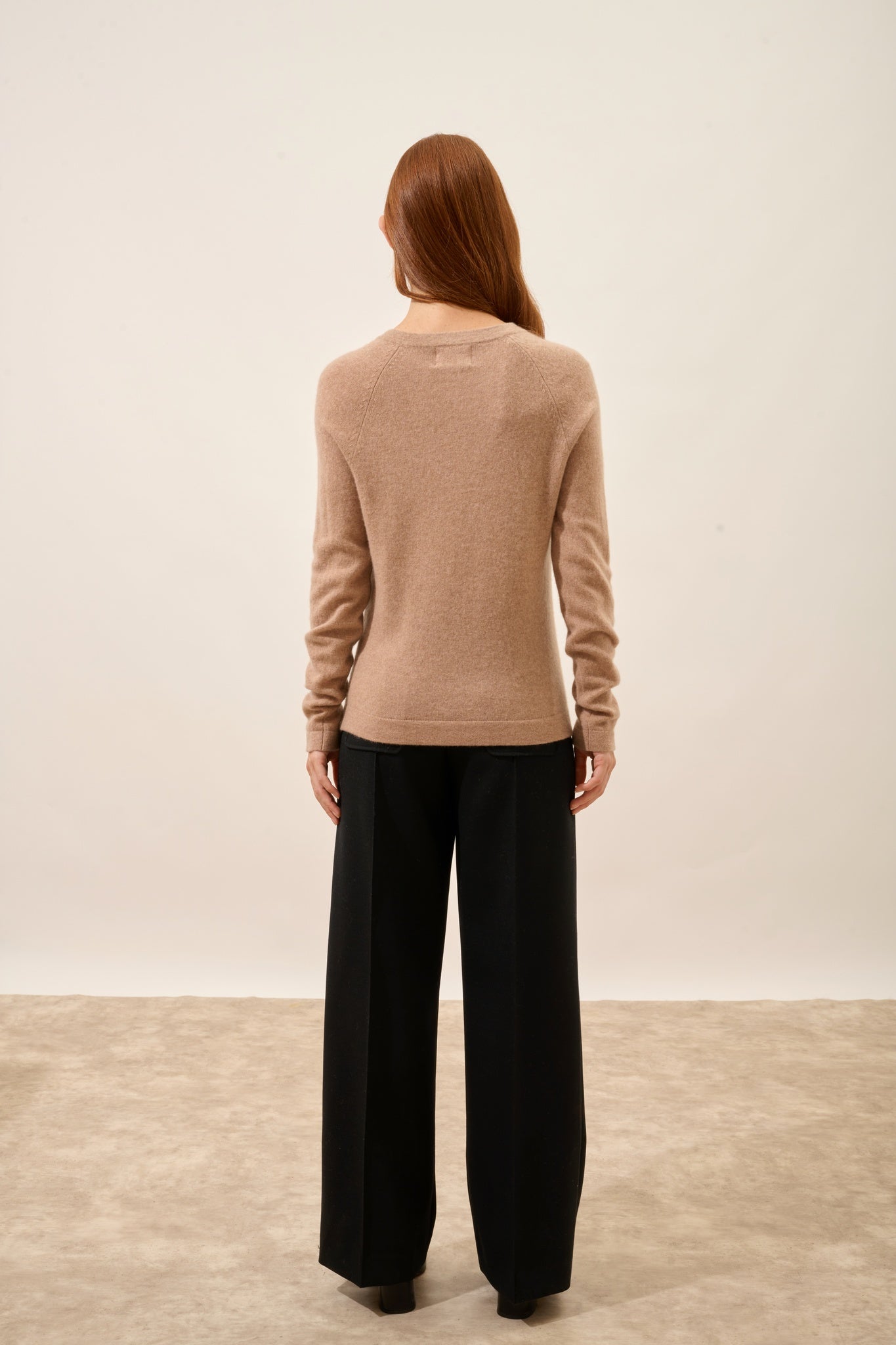 JANE round-neck sweater camel mottled
