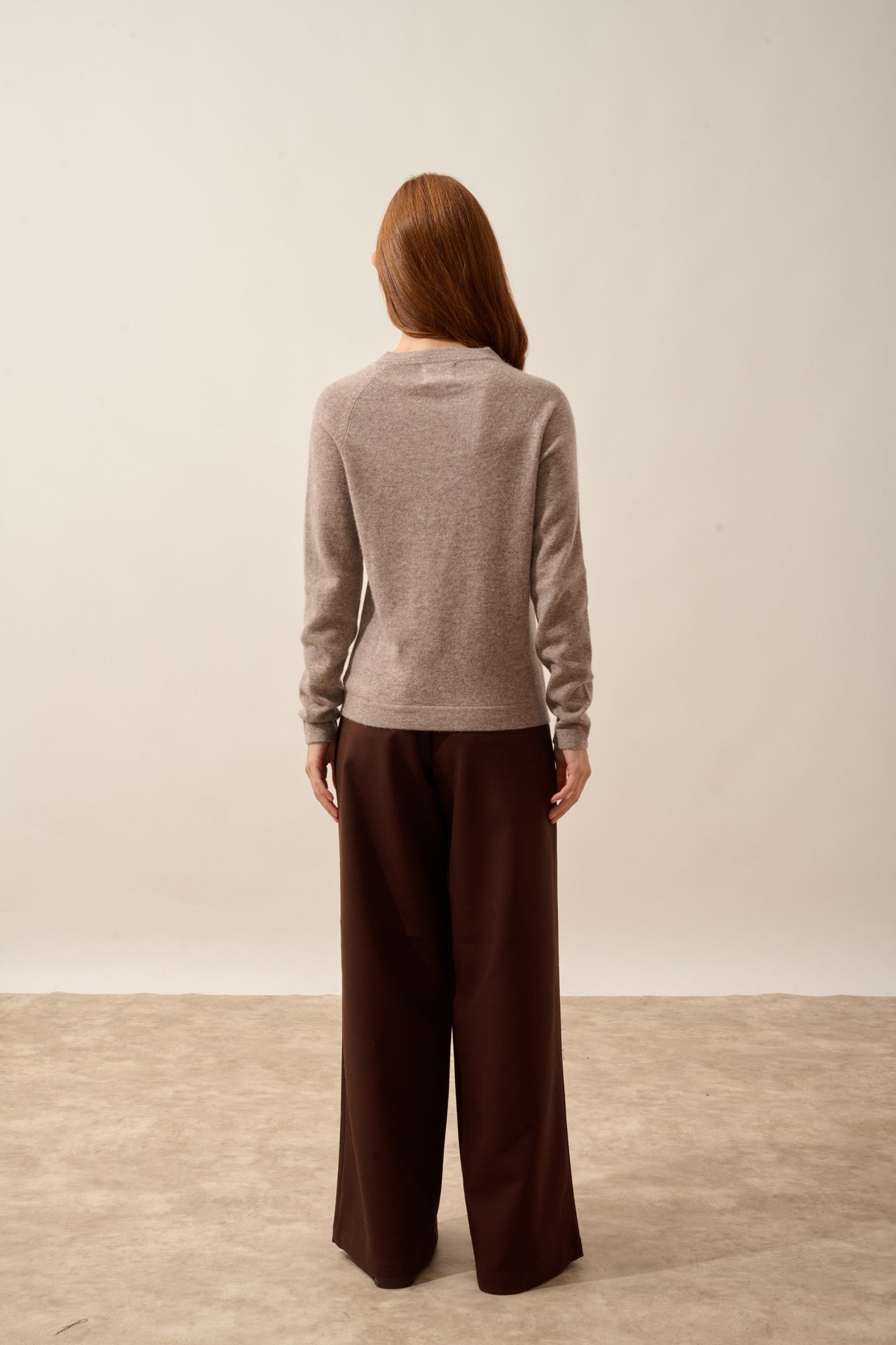 jane pull col rond caribou chiné 100% cachemire