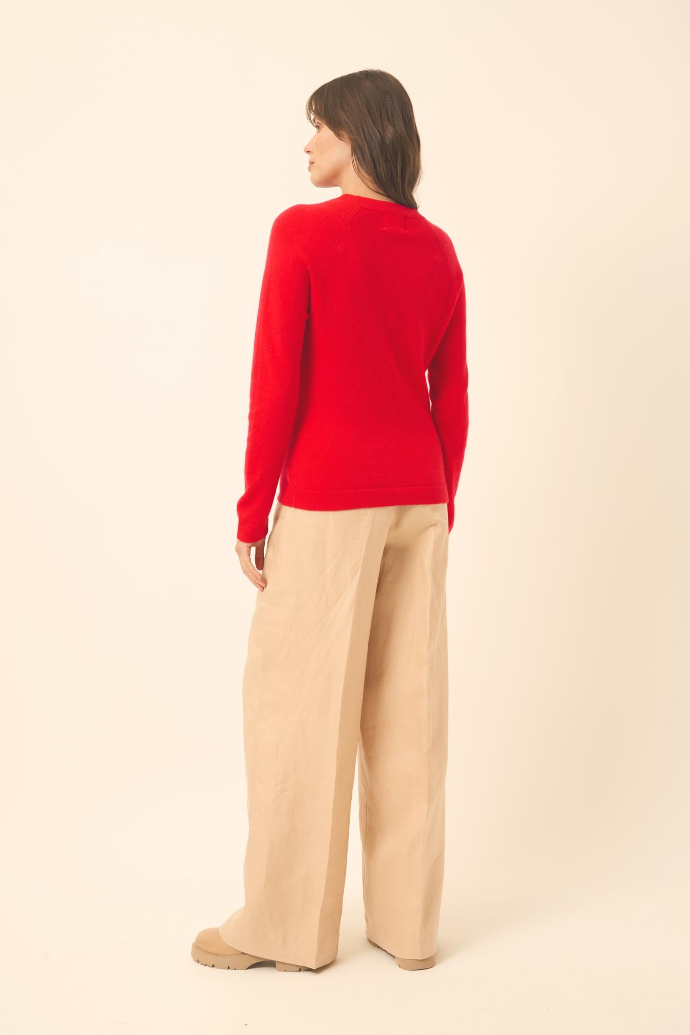 JANE pull col rond carmin