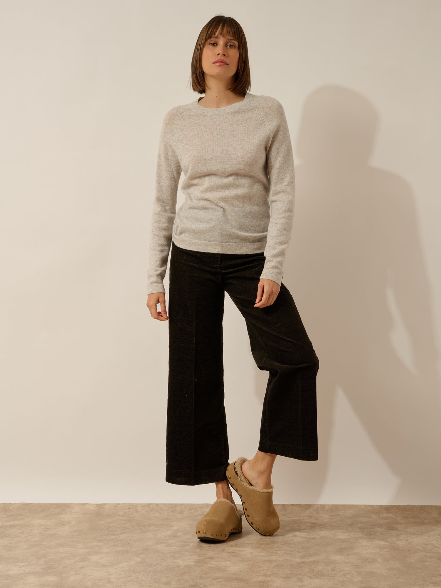 JANE round neck sweater in heathered glacier blue