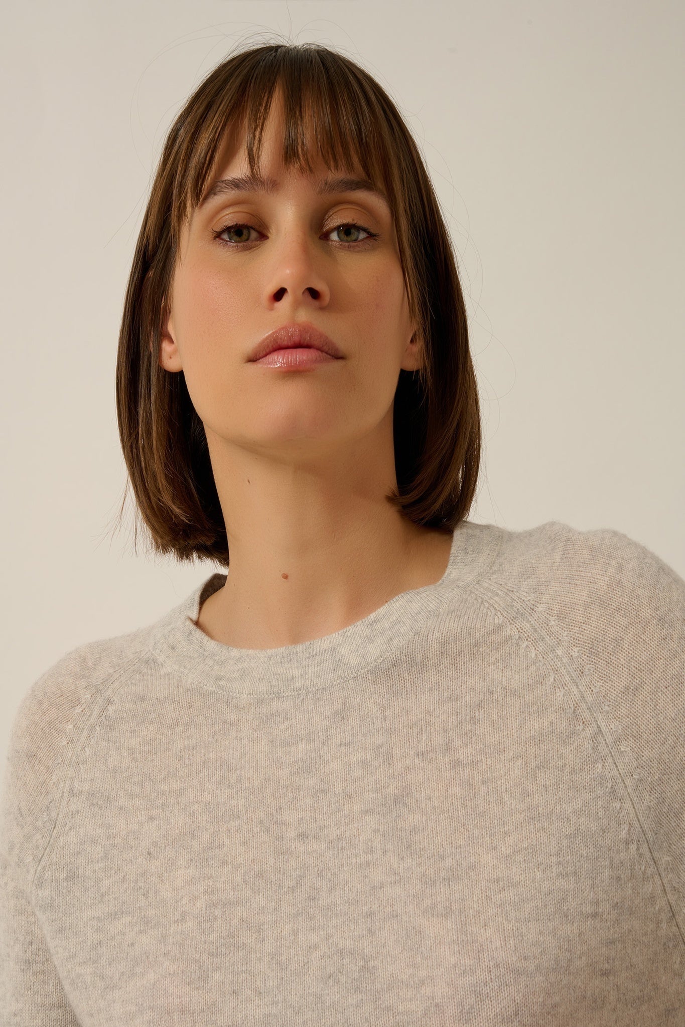 JANE round neck sweater in heathered glacier blue