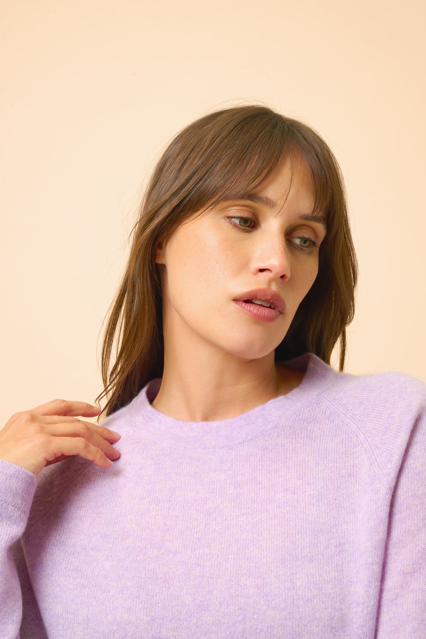 JANE mauve mottled round-neck sweater