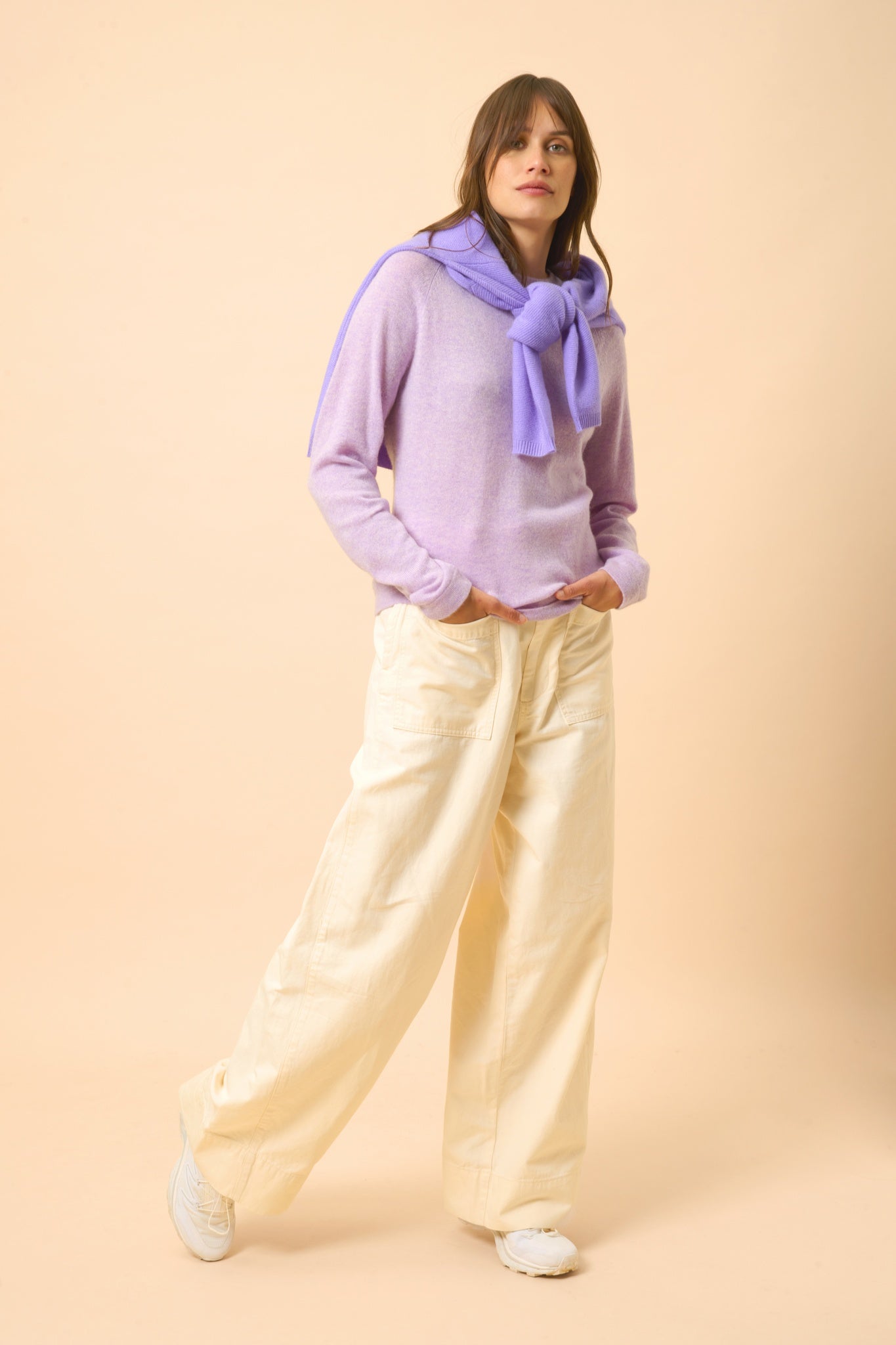 JANE mauve mottled round-neck sweater