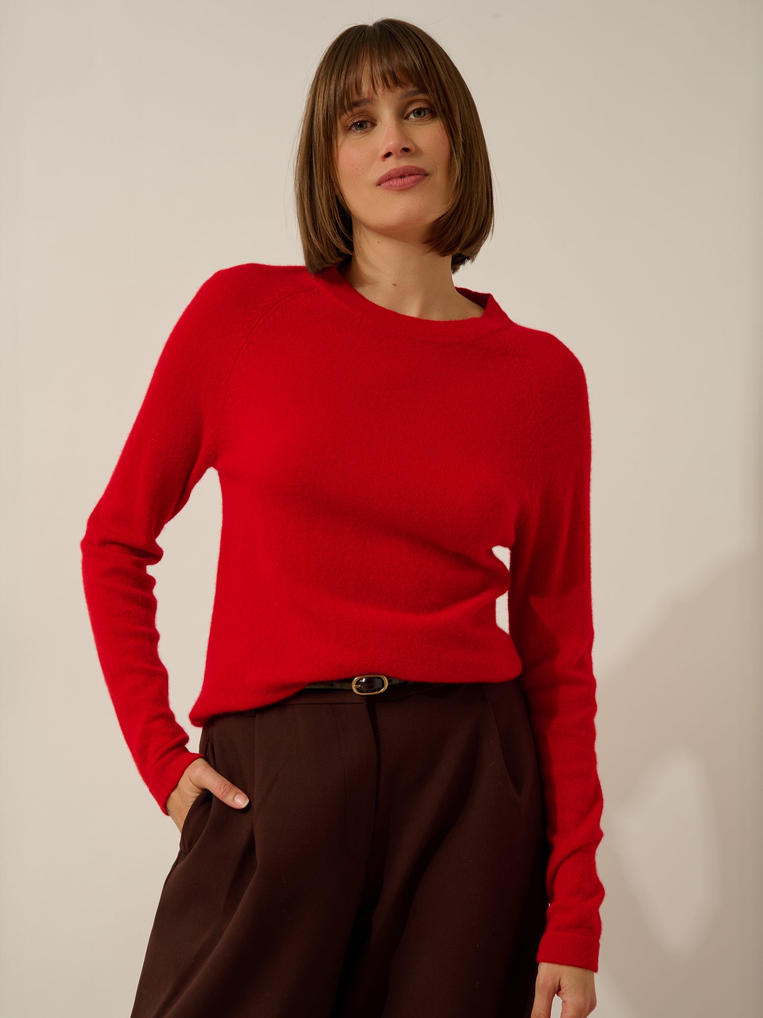 JANE pull col rond rouge