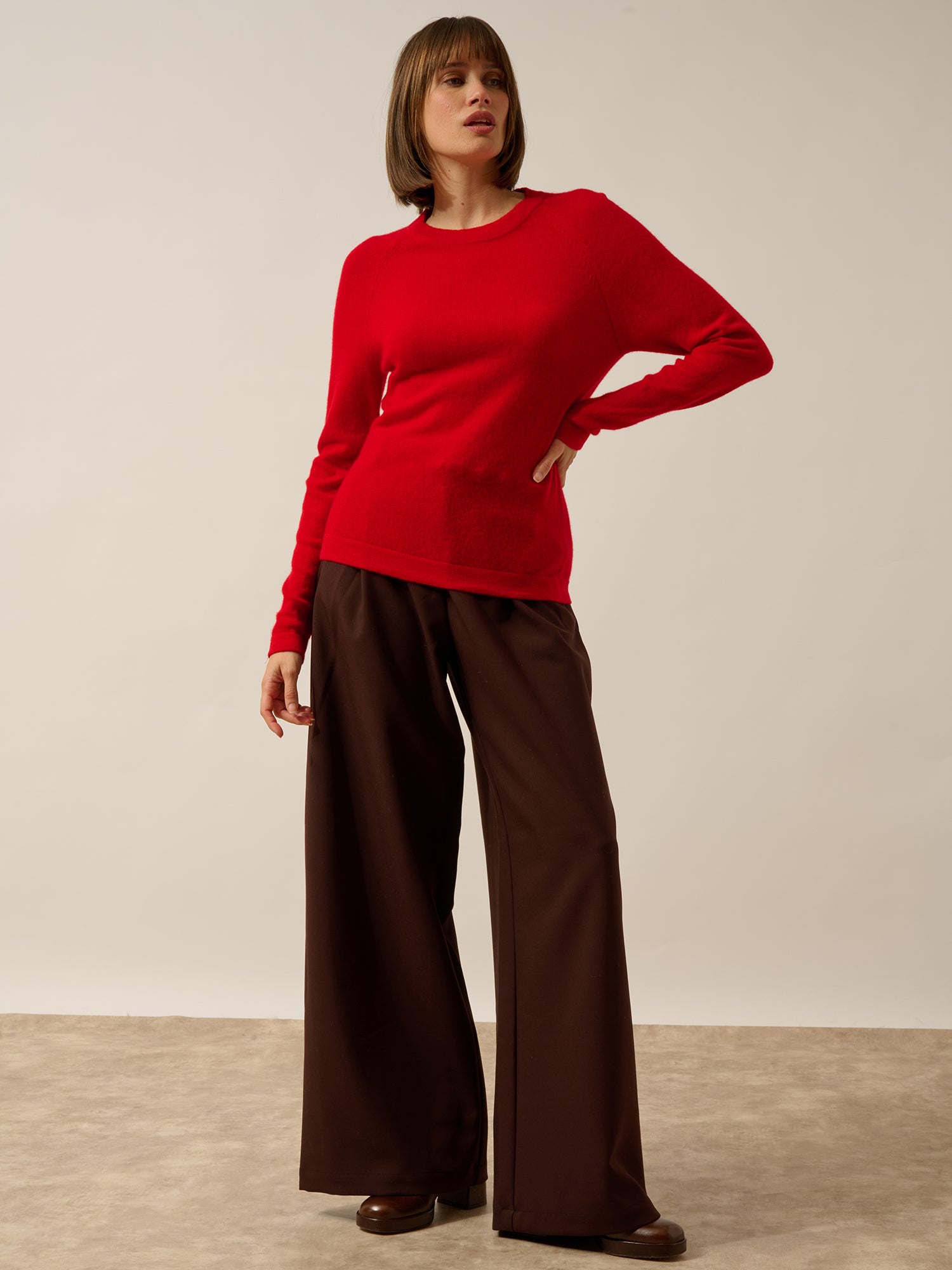 JANE pull col rond rouge