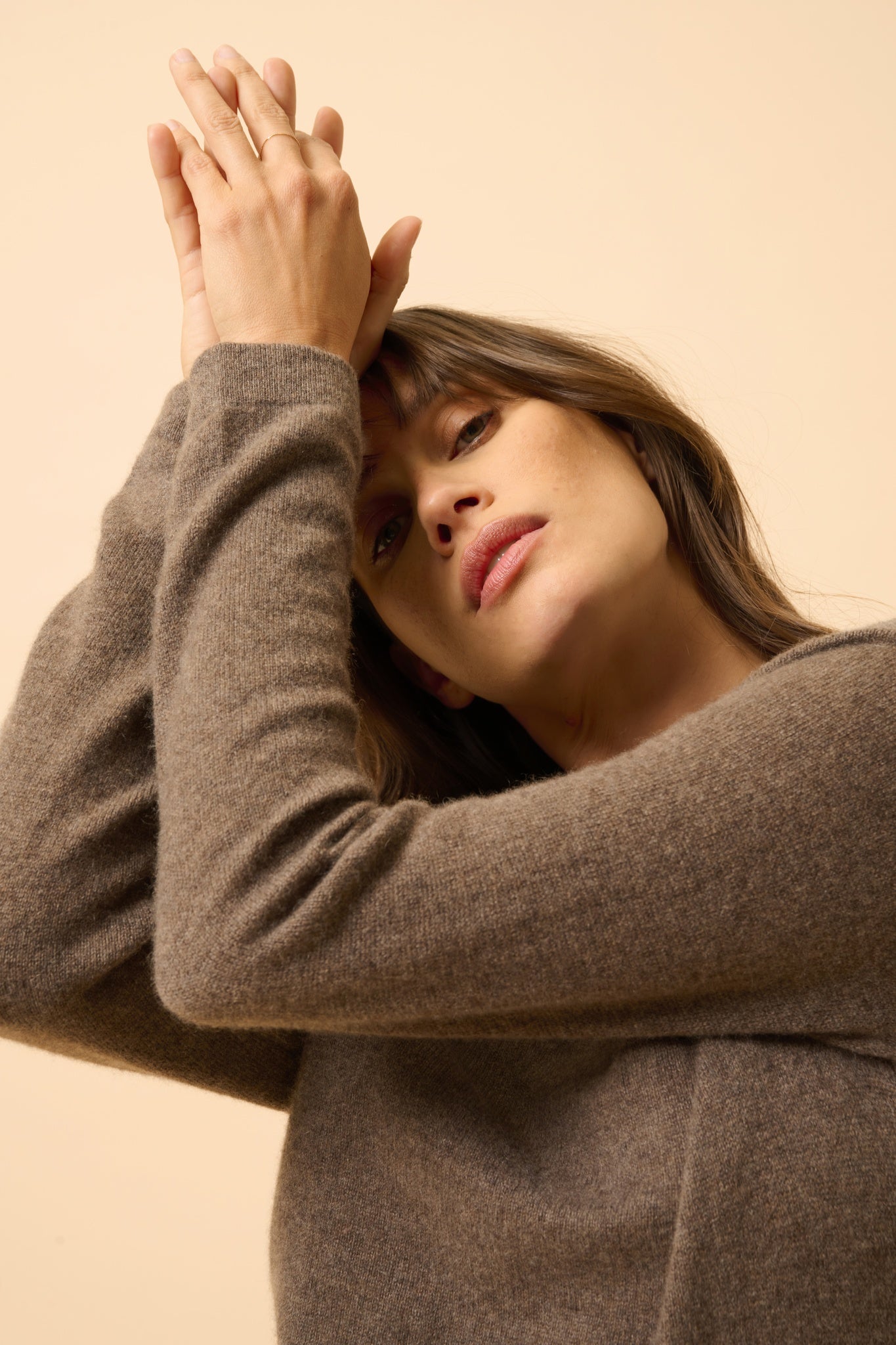 JANE pull col rond taupe chiné