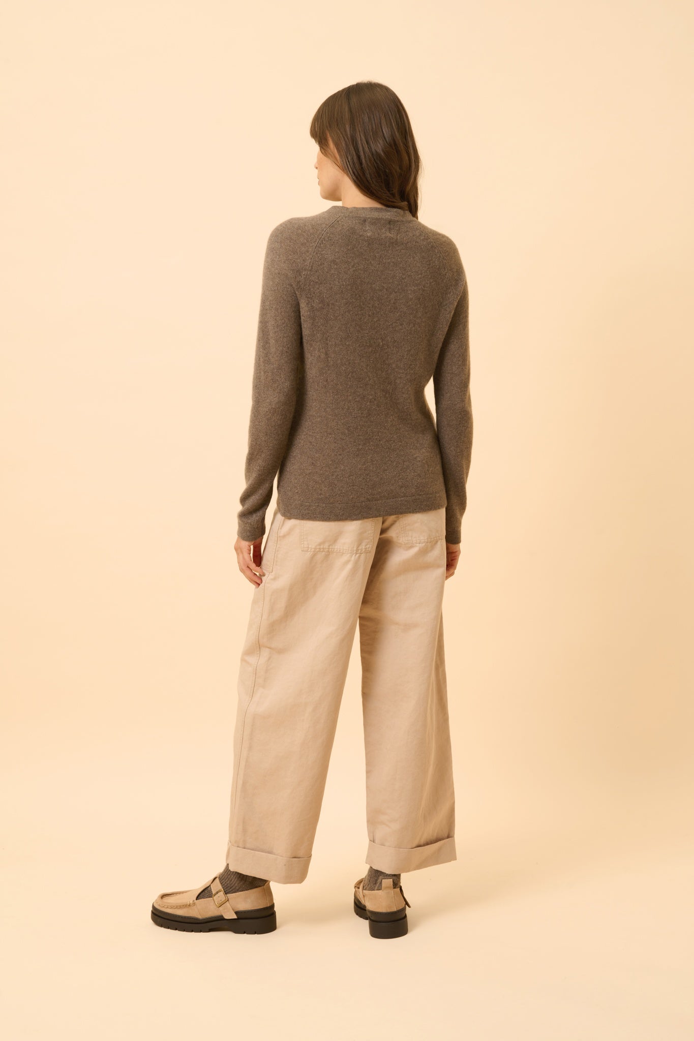 JANE pull col rond taupe chiné