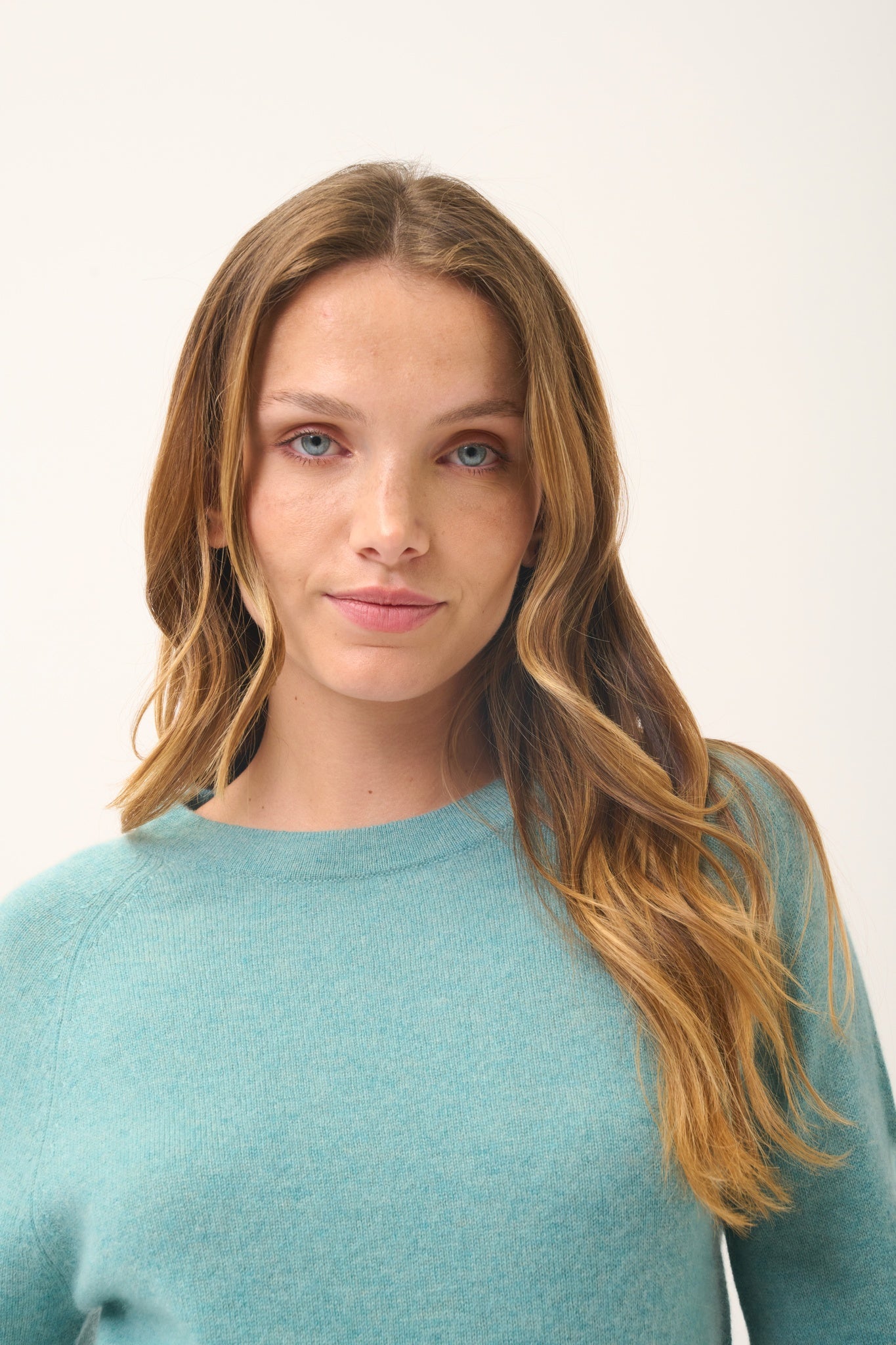 JANE pull col rond vert chiné