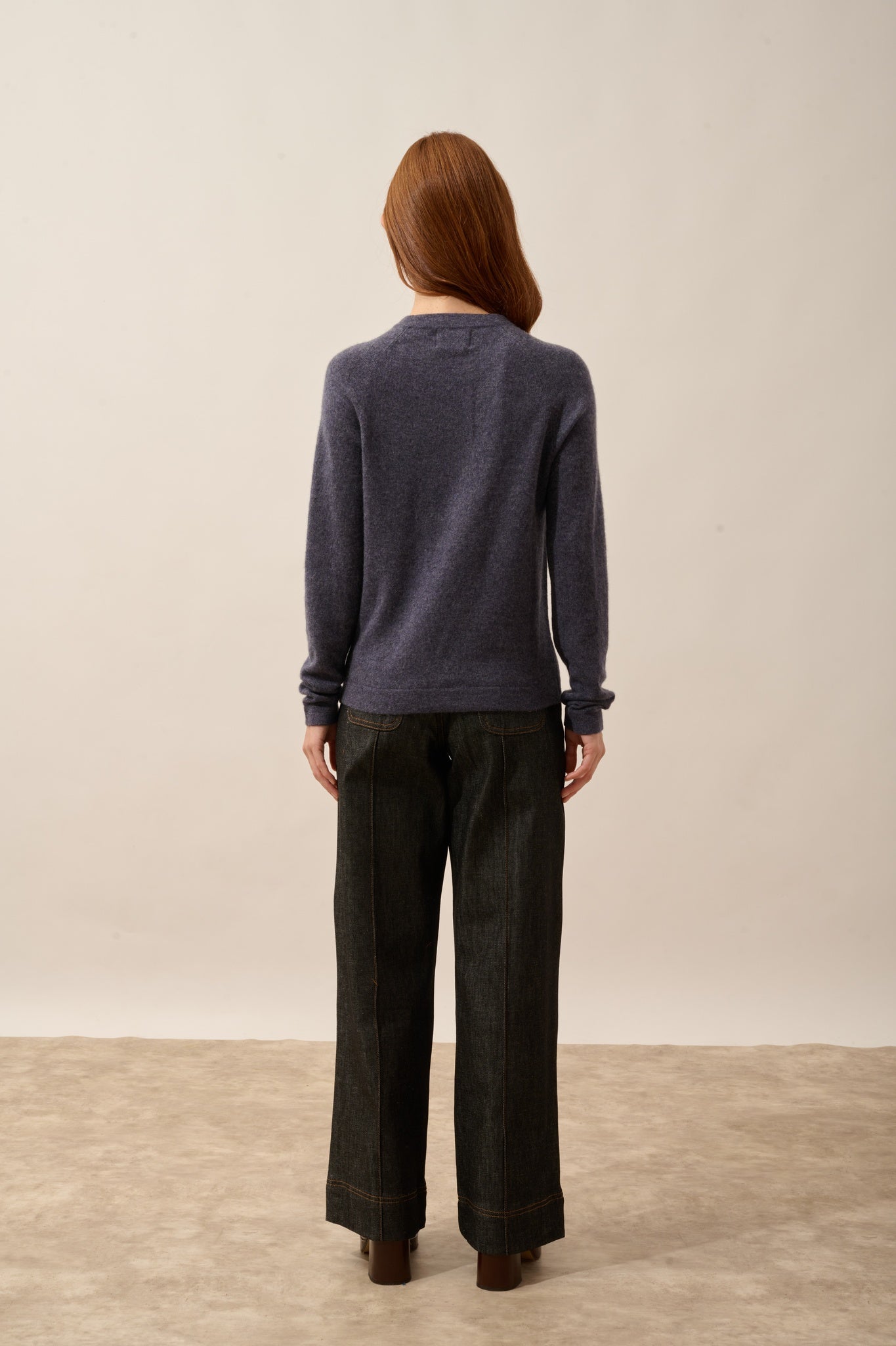 JANE pull col rond violet gris chiné