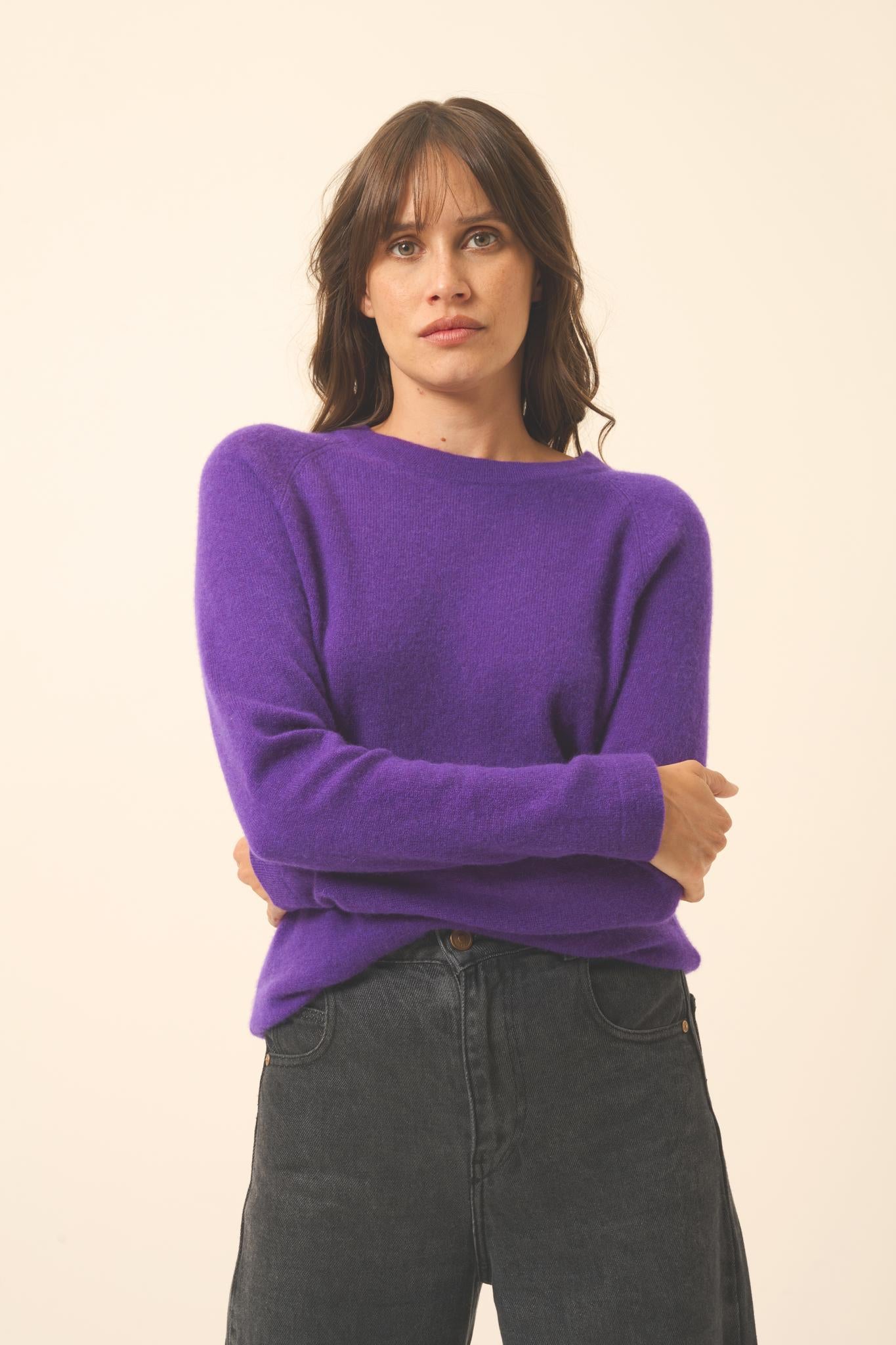 JANE pull col rond violette