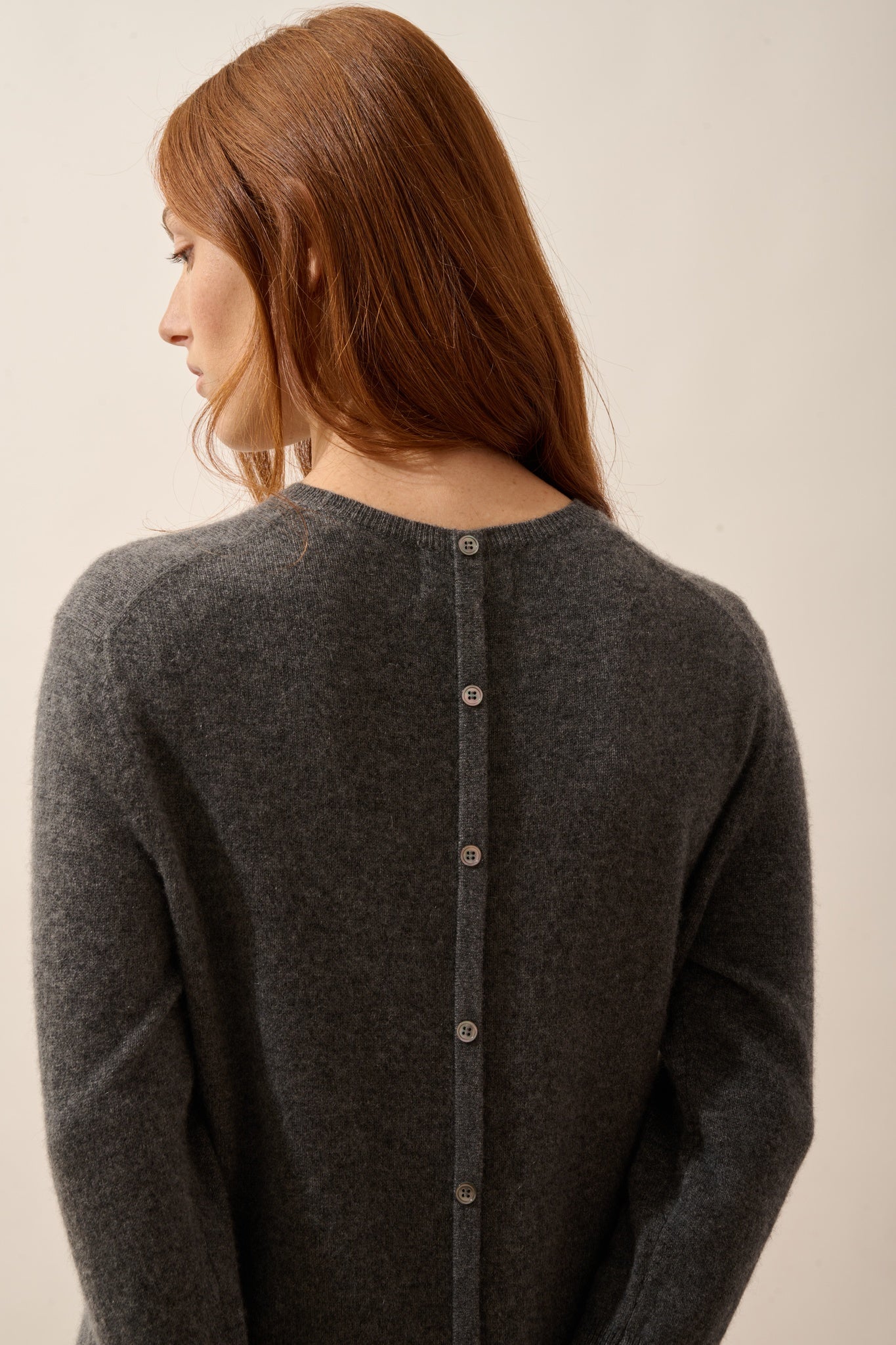 JANICE pull col rond anthracite chiné