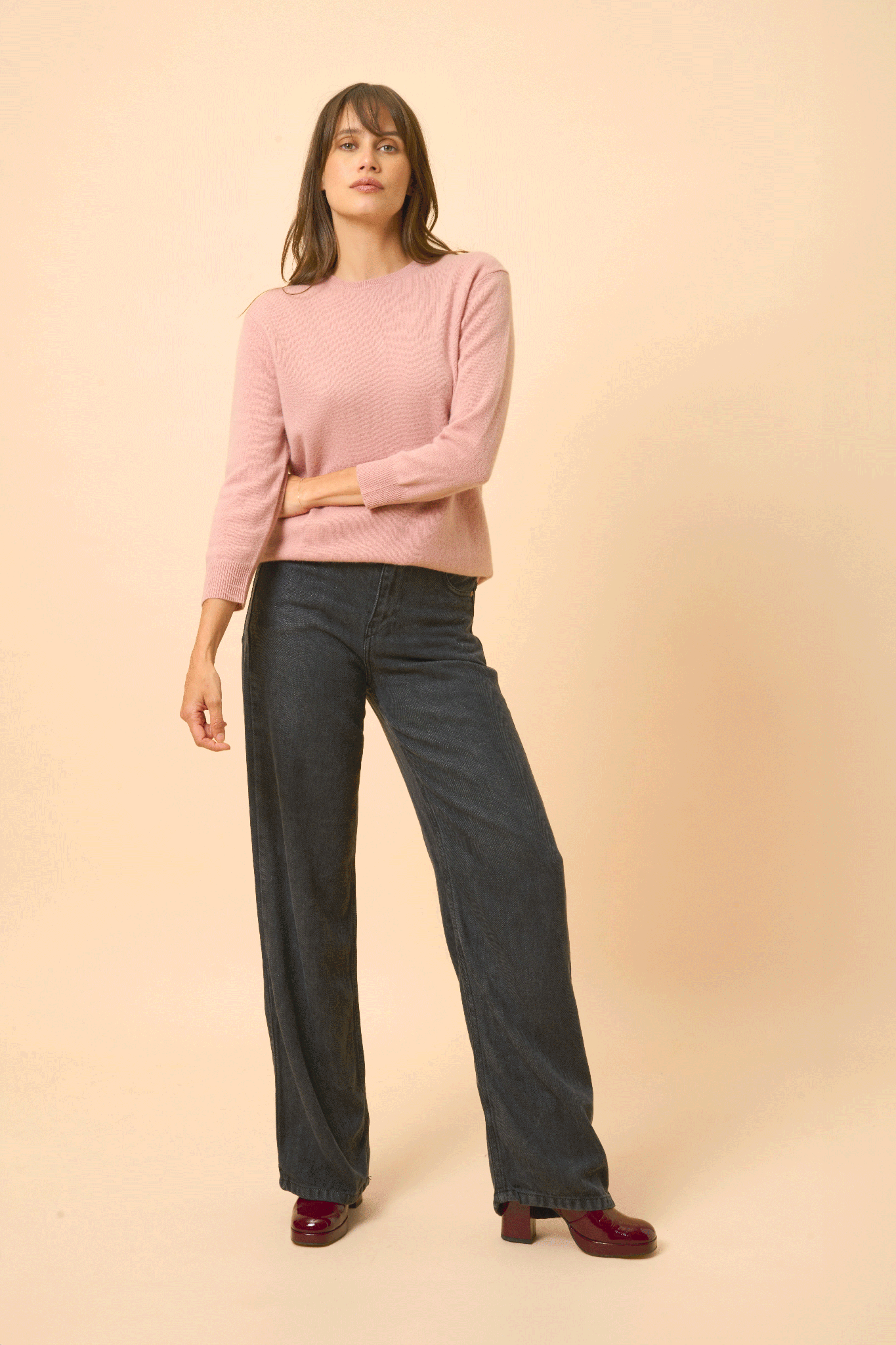 JANICE rosewood round-neck sweater