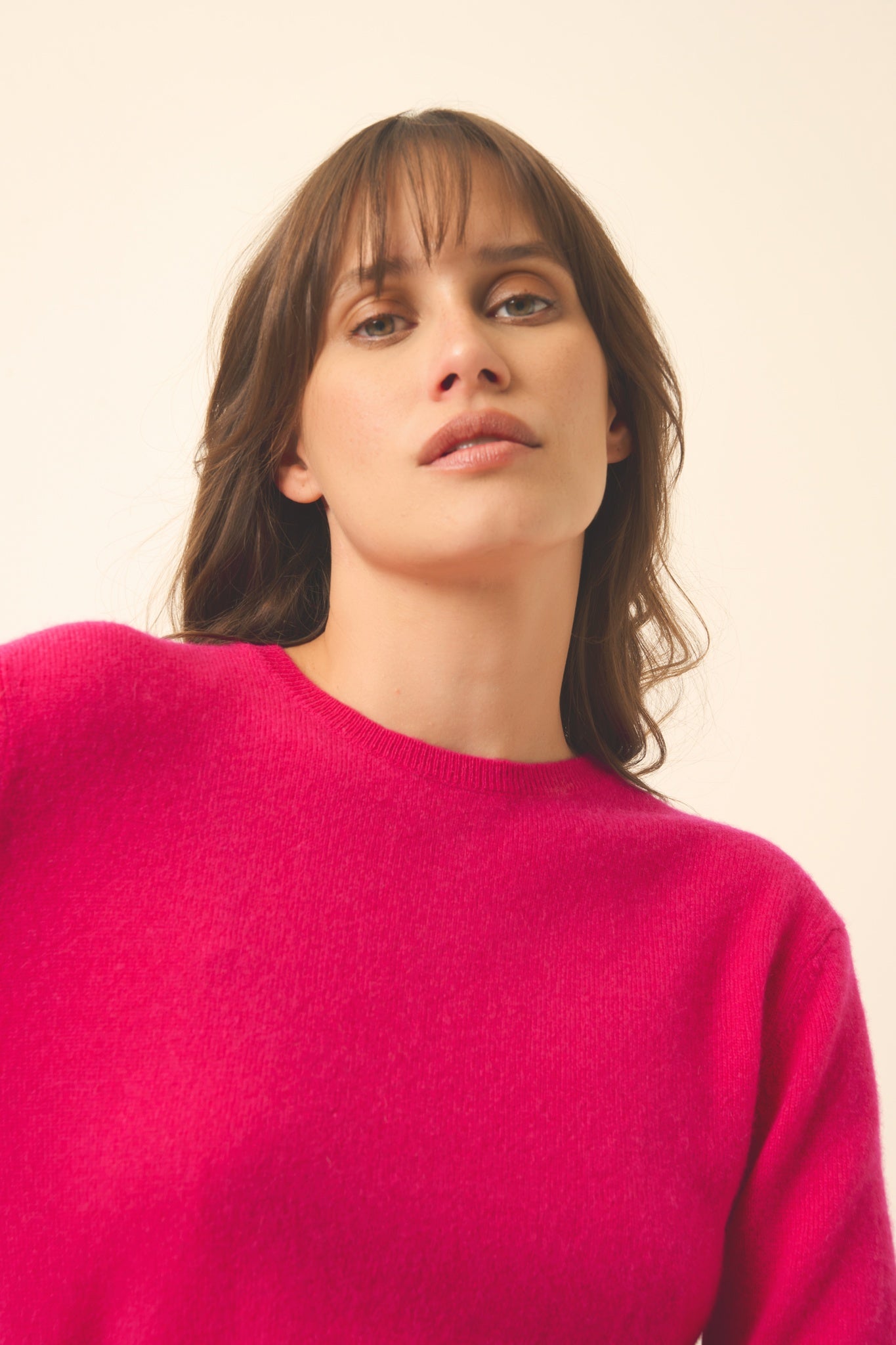 JANICE pull col rond fuchsia