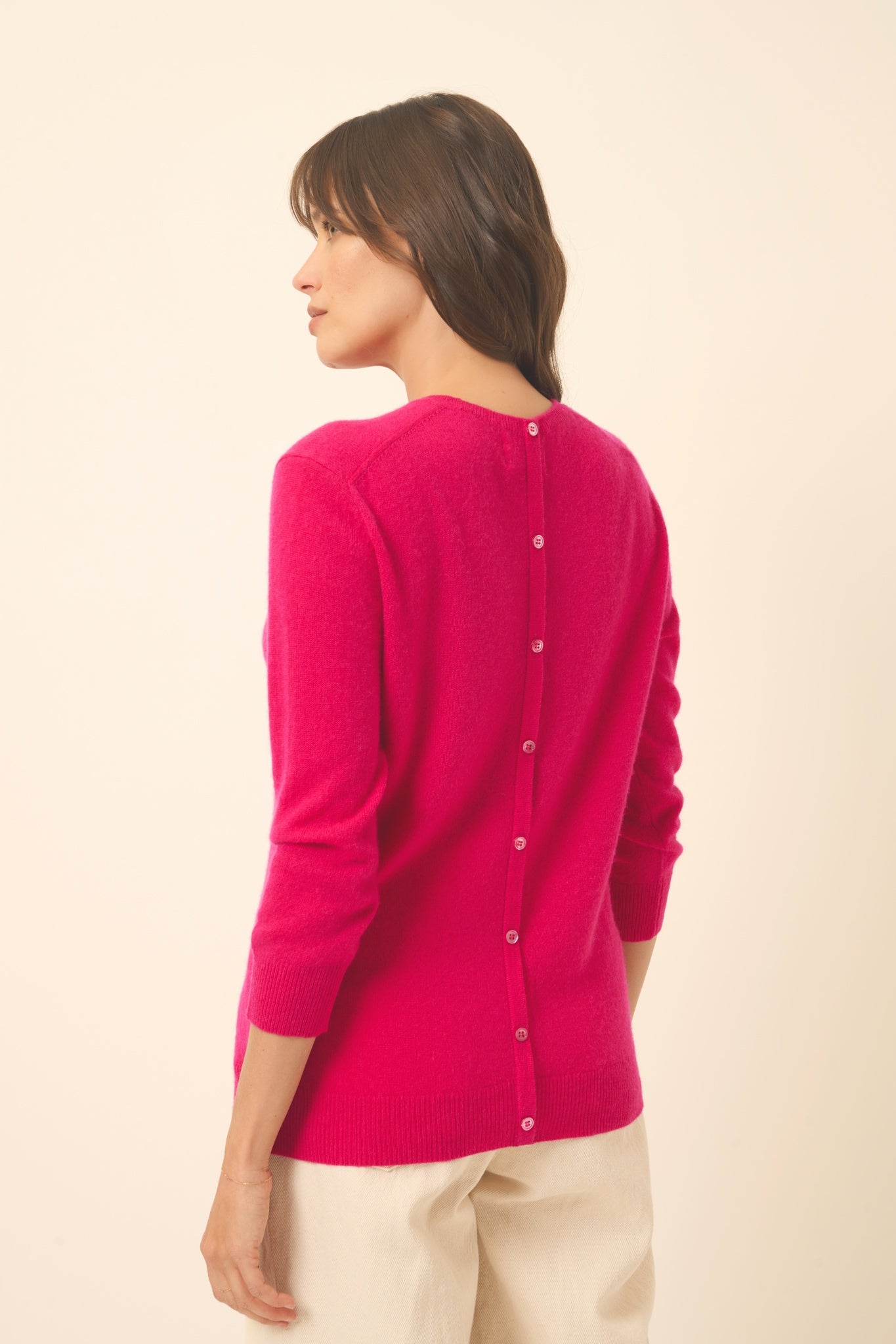 JANICE pull col rond fuchsia