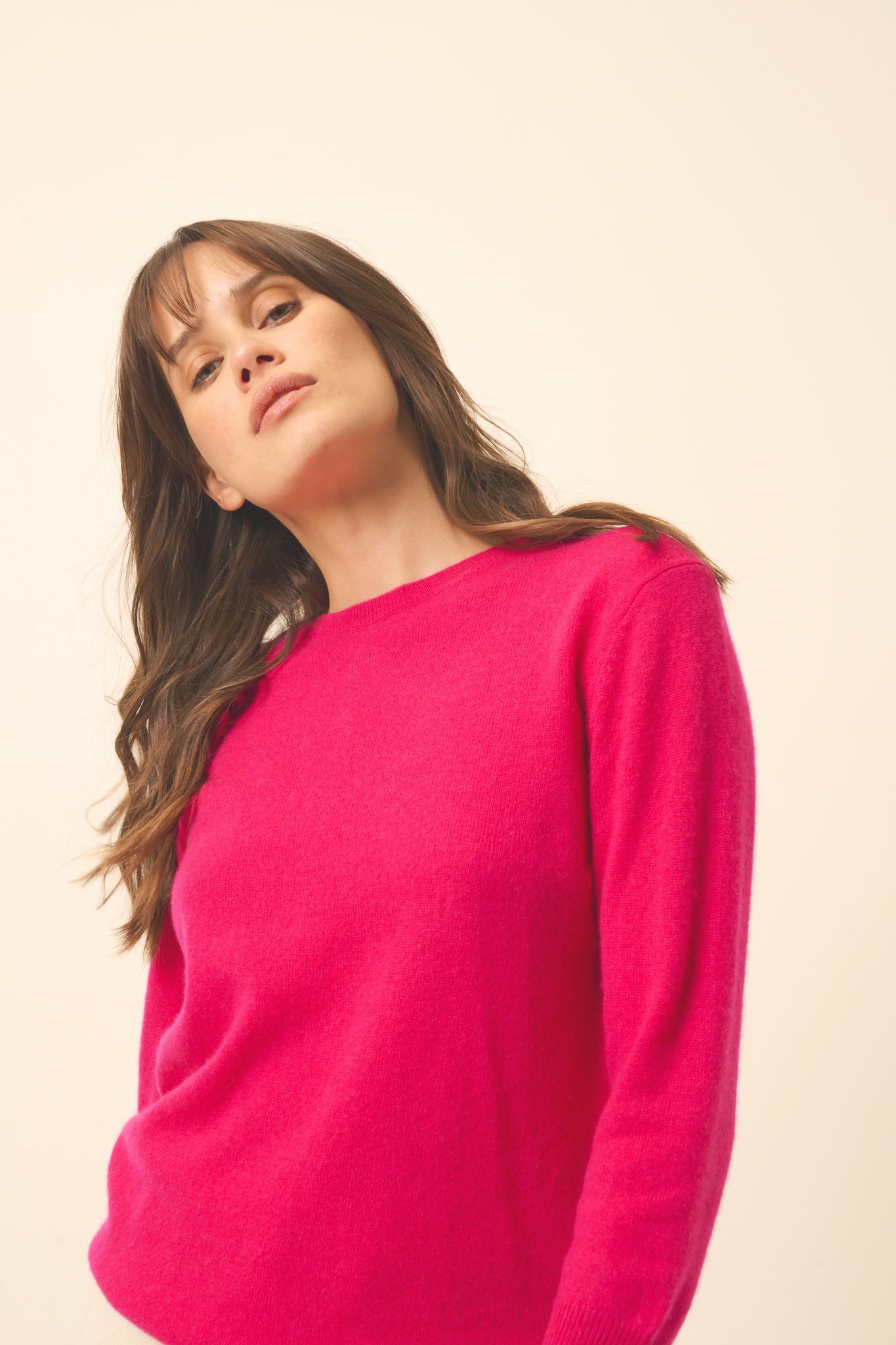 JANICE pull col rond fuchsia